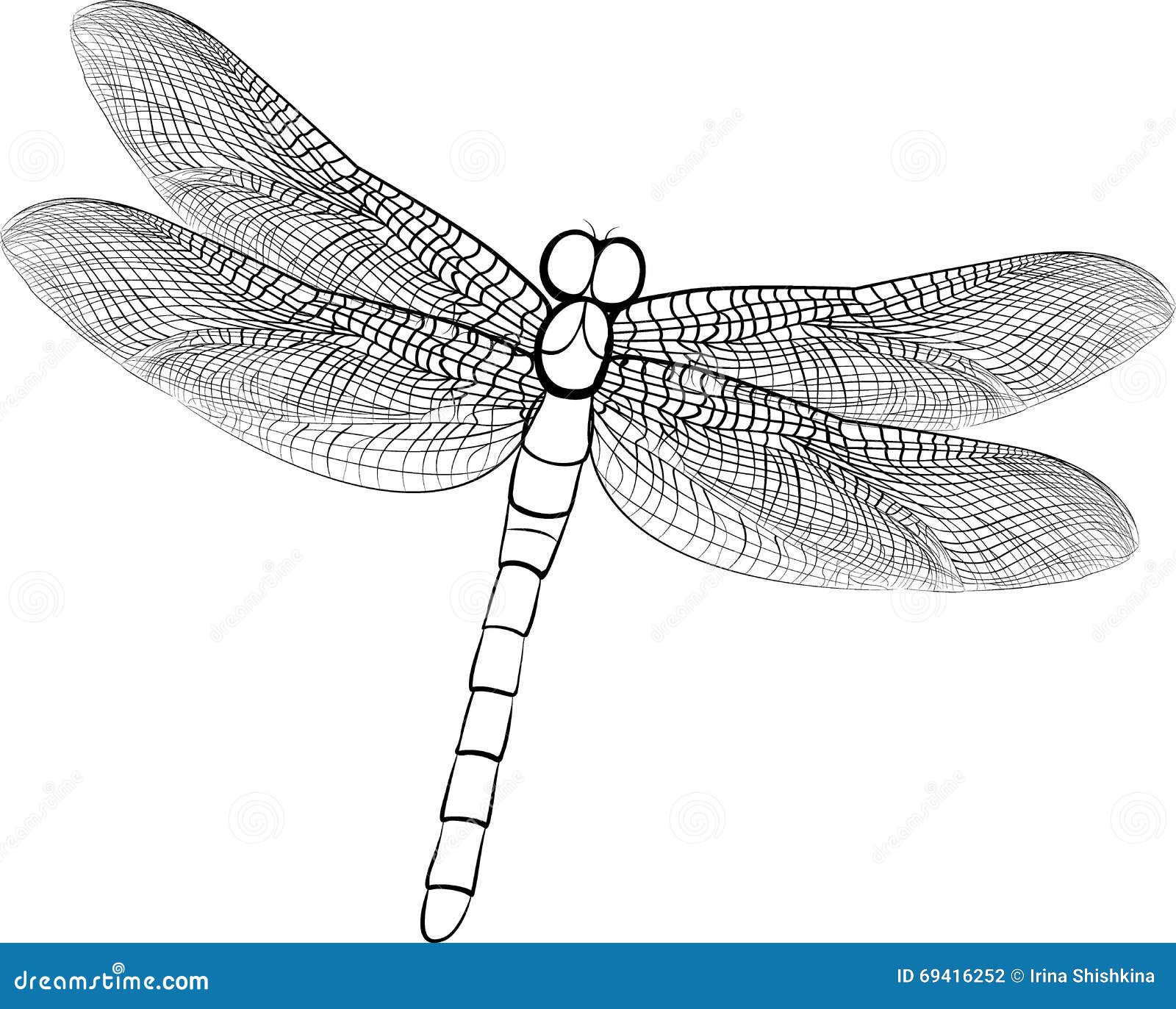 Эскиз иллюстрации черный dragonfly изолированного на белизне