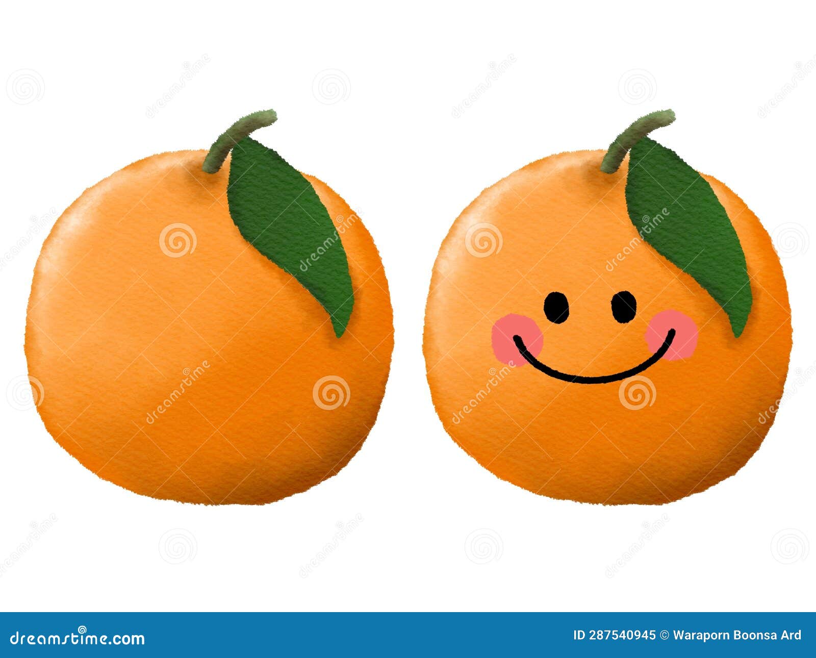 Orange Hand Drawn Watercolor Painting. Stock Illustration