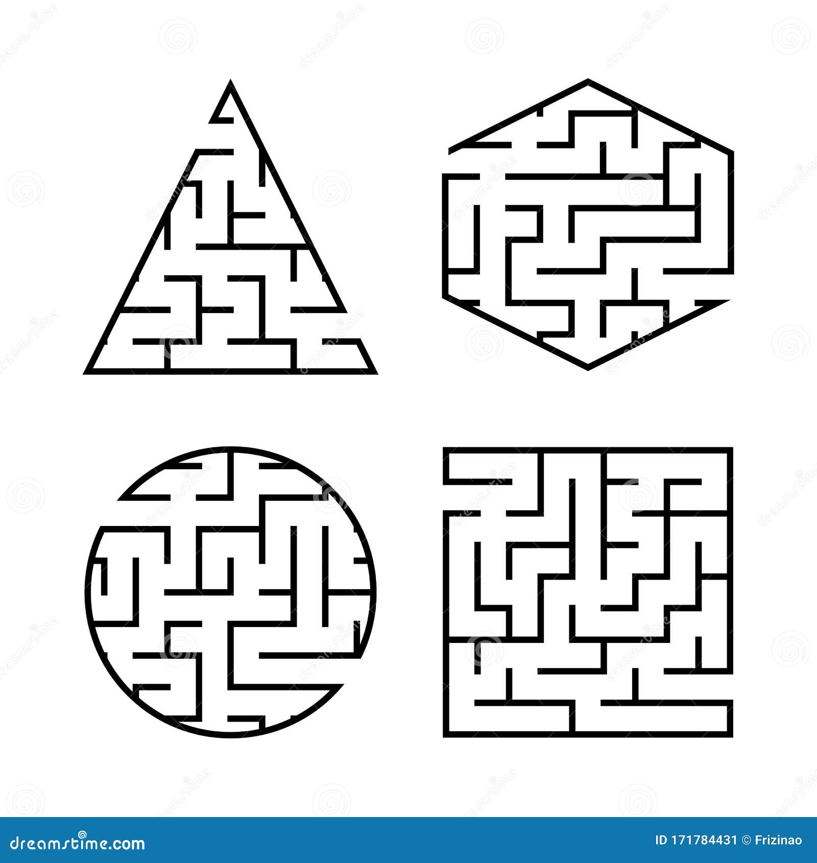 正方形迷宫的答案。游戏对孩子。对儿童拼图。迷宫难题。找到正确的道路。插画图片素材_ID:417789982-Veer图库