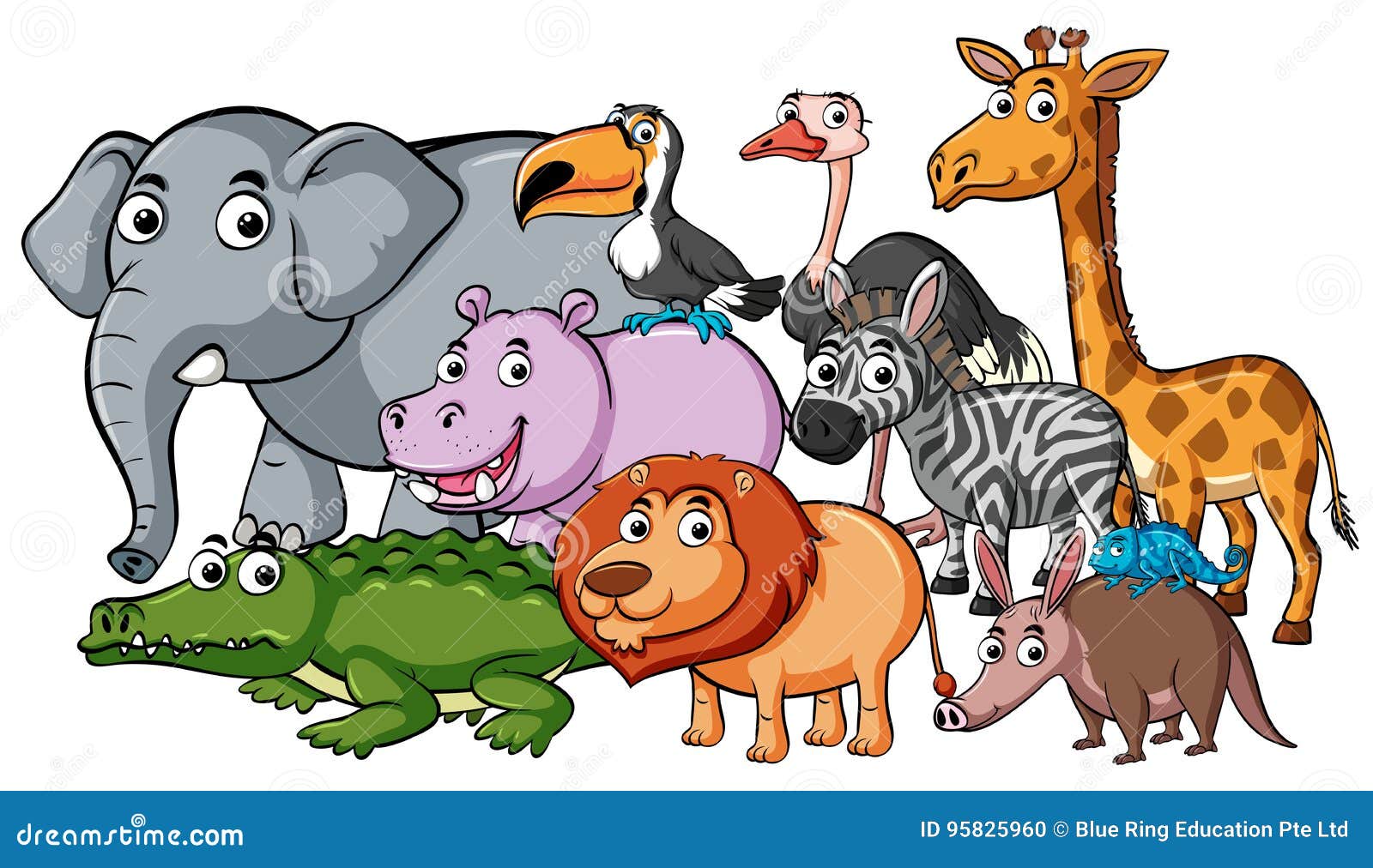 不同的种类野生动物 向量例证. 插画 包括有 居住, 种类, 敌意, 剪报, 通配, 空白, 异乎寻常, 不同 95825960
