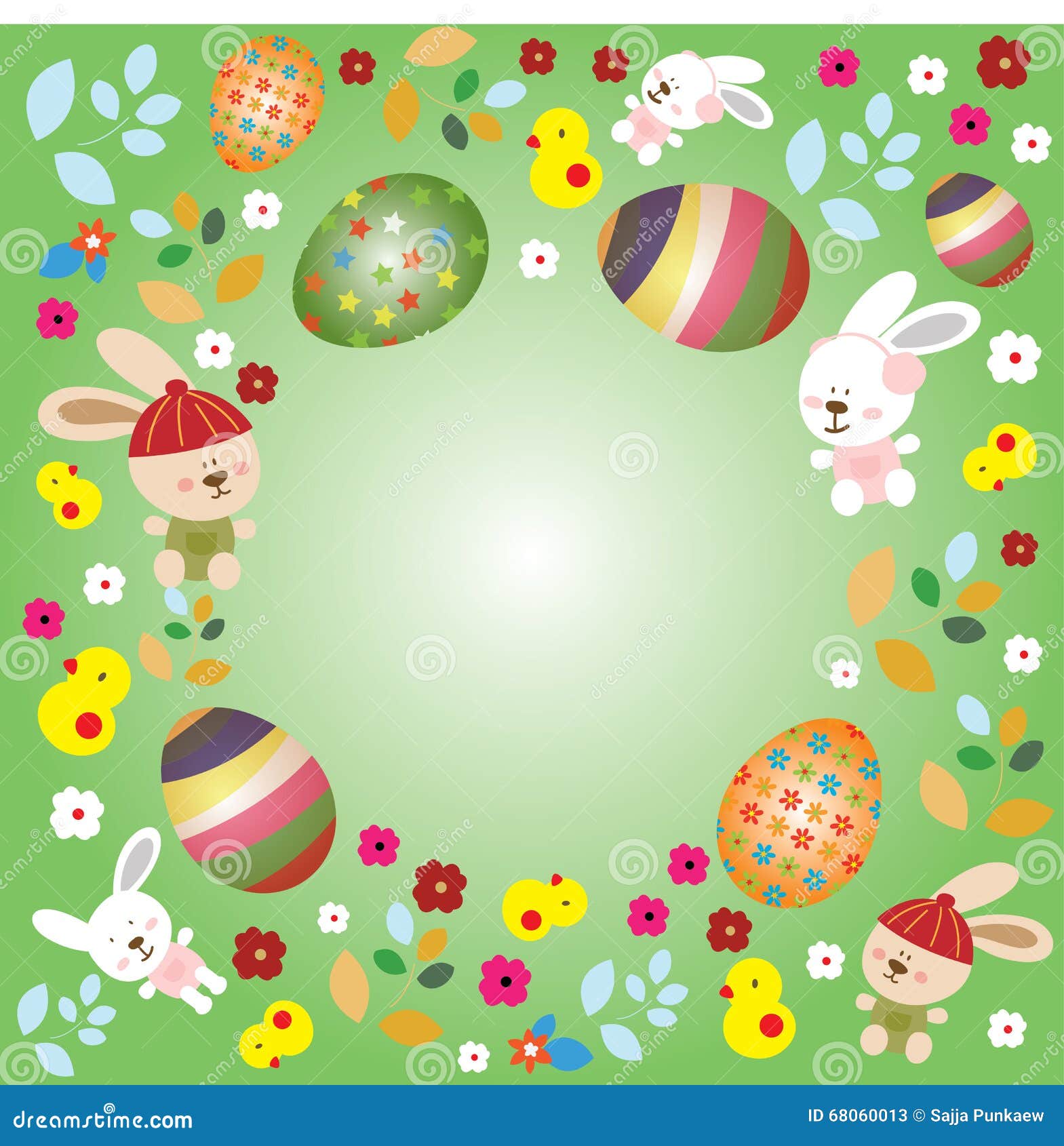 与兔宝宝和鸡蛋的复活节天. 与兔宝宝和蛋eps 10格式的复活节天