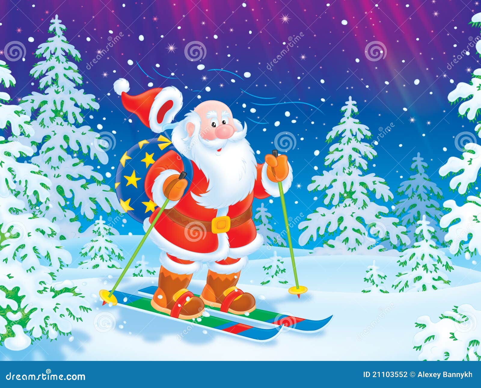 矢量红色圣诞老人滑雪元素图片-图行天下素材网