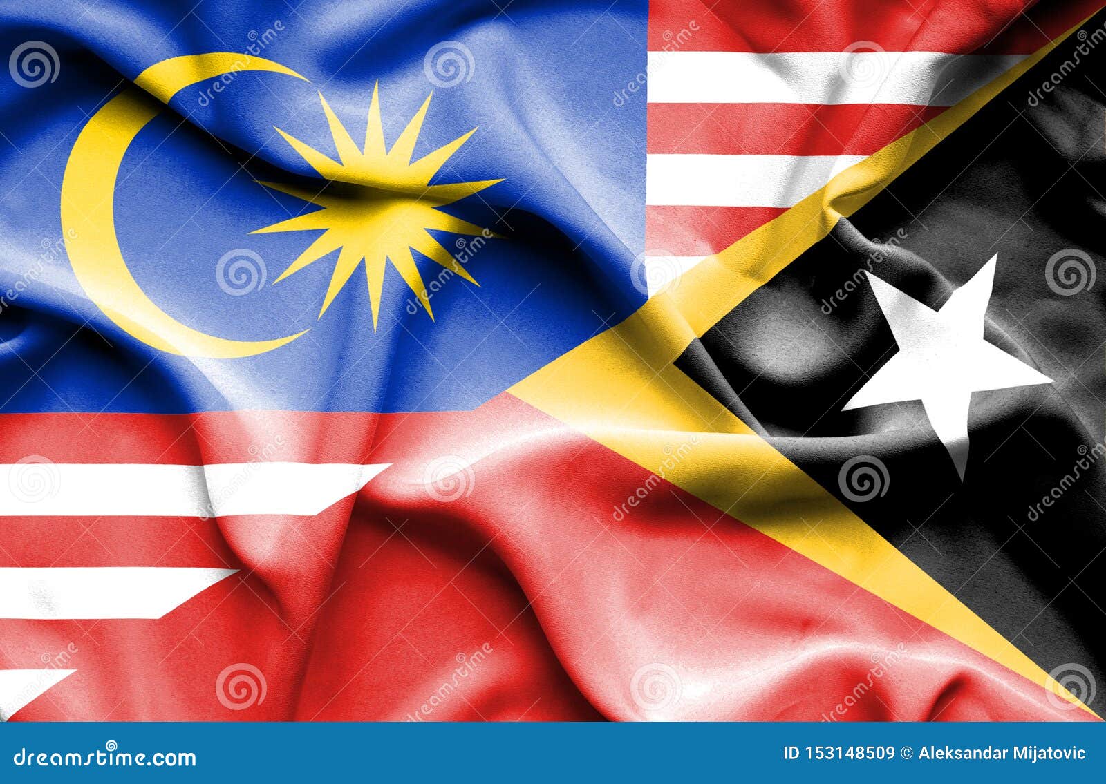 东帝汶和马来西亚的挥动的旗子