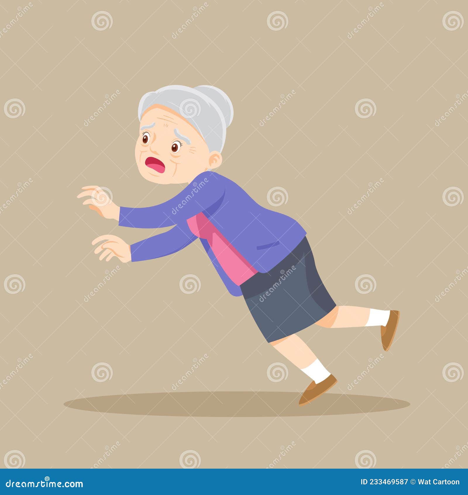 跌倒和骨折的老年妇女插画图片素材_ID:415814181-Veer图库