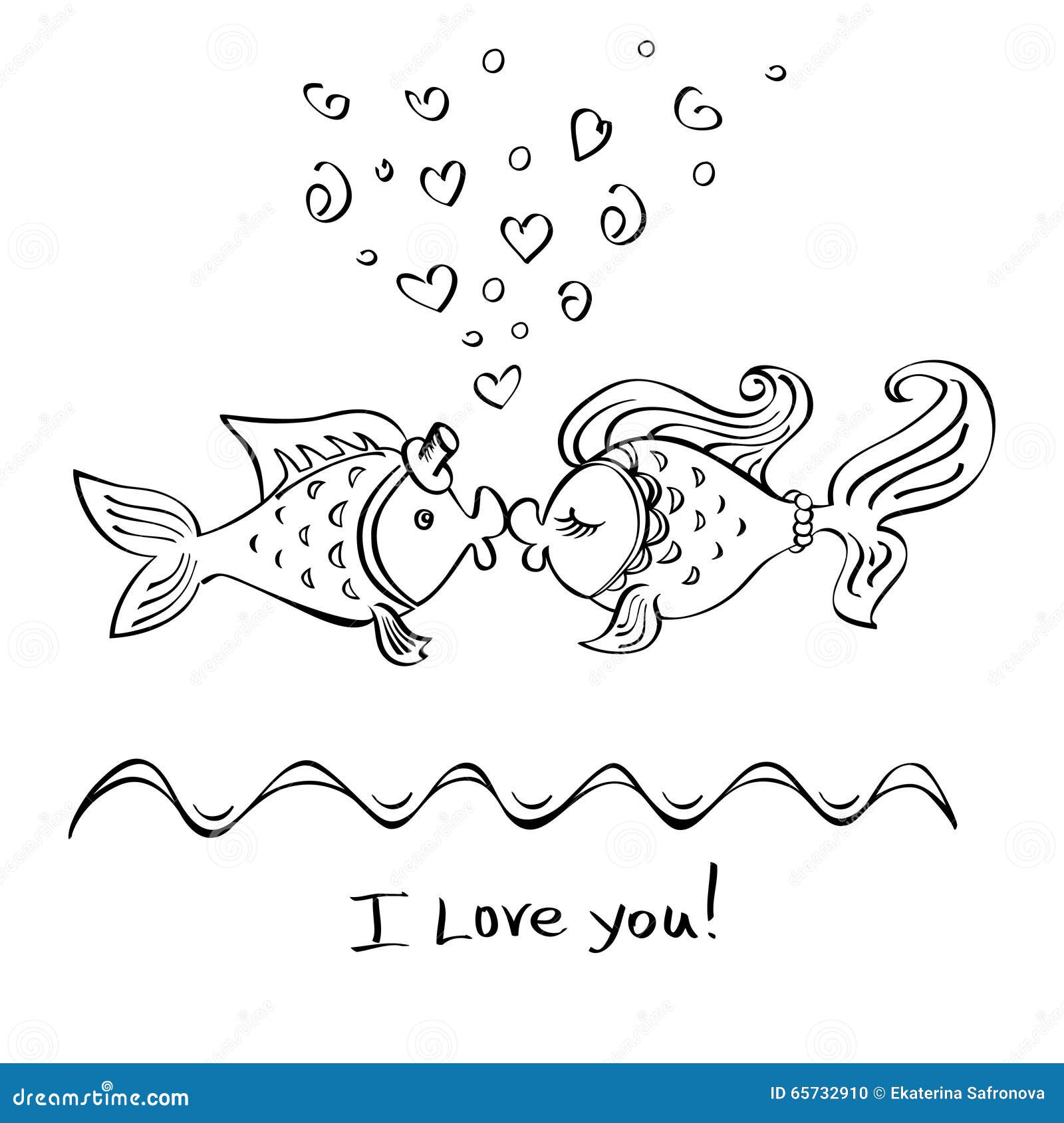 可爱的小美人鱼与鱼和贝壳接吻插画图片素材_ID:317047107-Veer图库