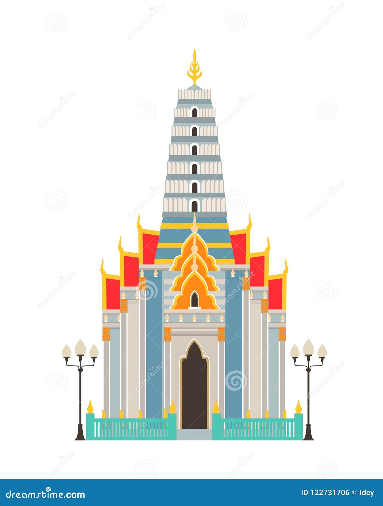 泰国寺庙平的设计风景 向量例证. 插画 包括有 泰国, 历史记录, 东部, 著名, 雕象, 聚会所, 背包 - 45809240
