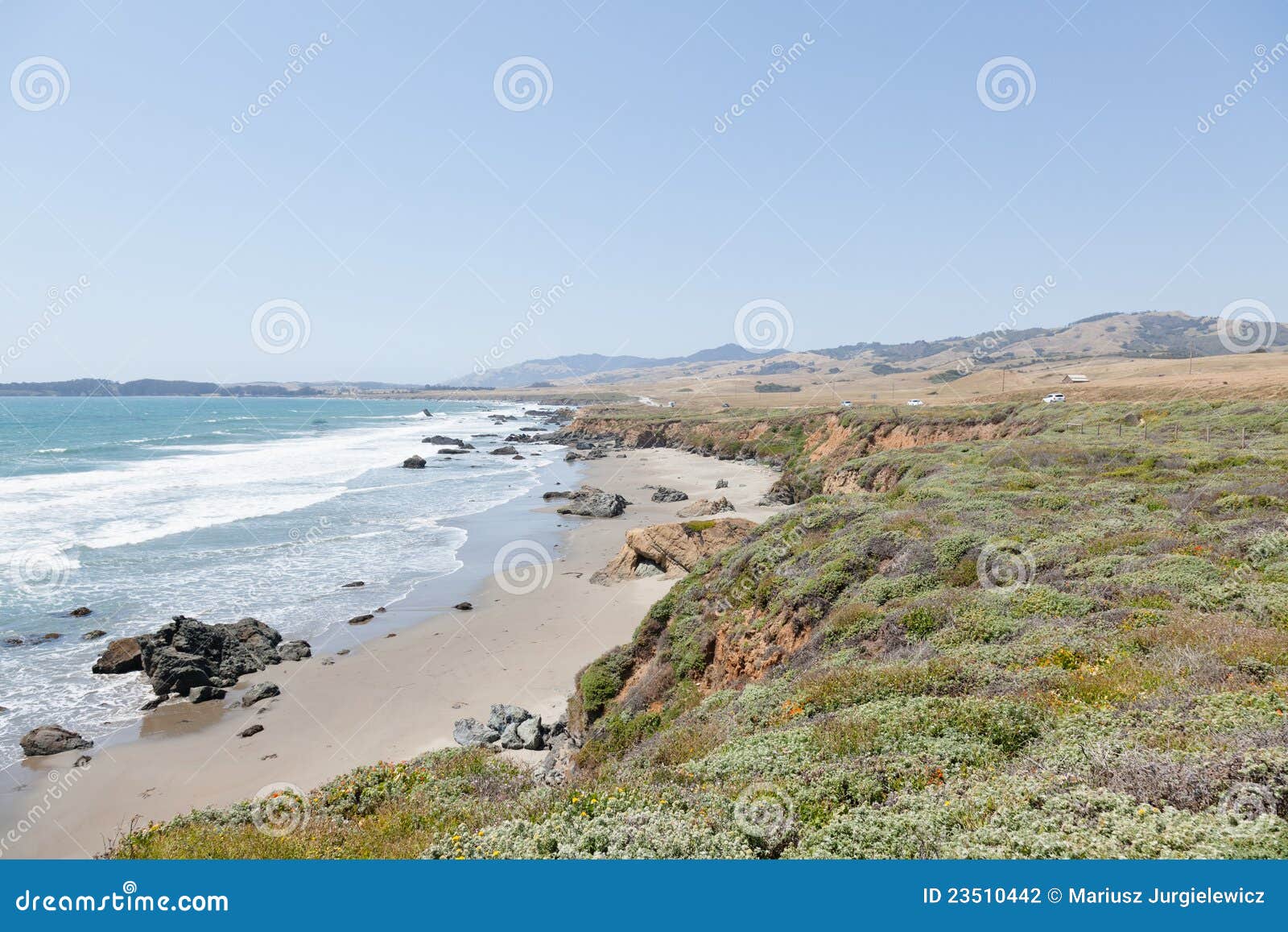 加利福尼亚cetral海岸. 大致跨过状态的区海湾加利福尼亚中央海岸构想蒙特里点团结了