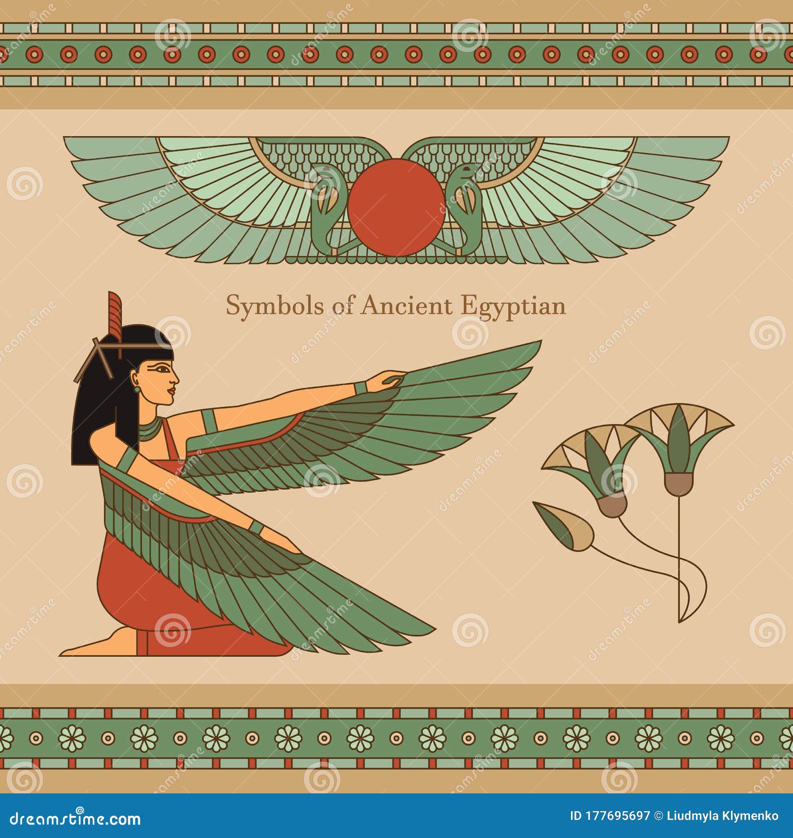 古埃及国王和王后有翅膀插画图片素材_ID:356320035-Veer图库
