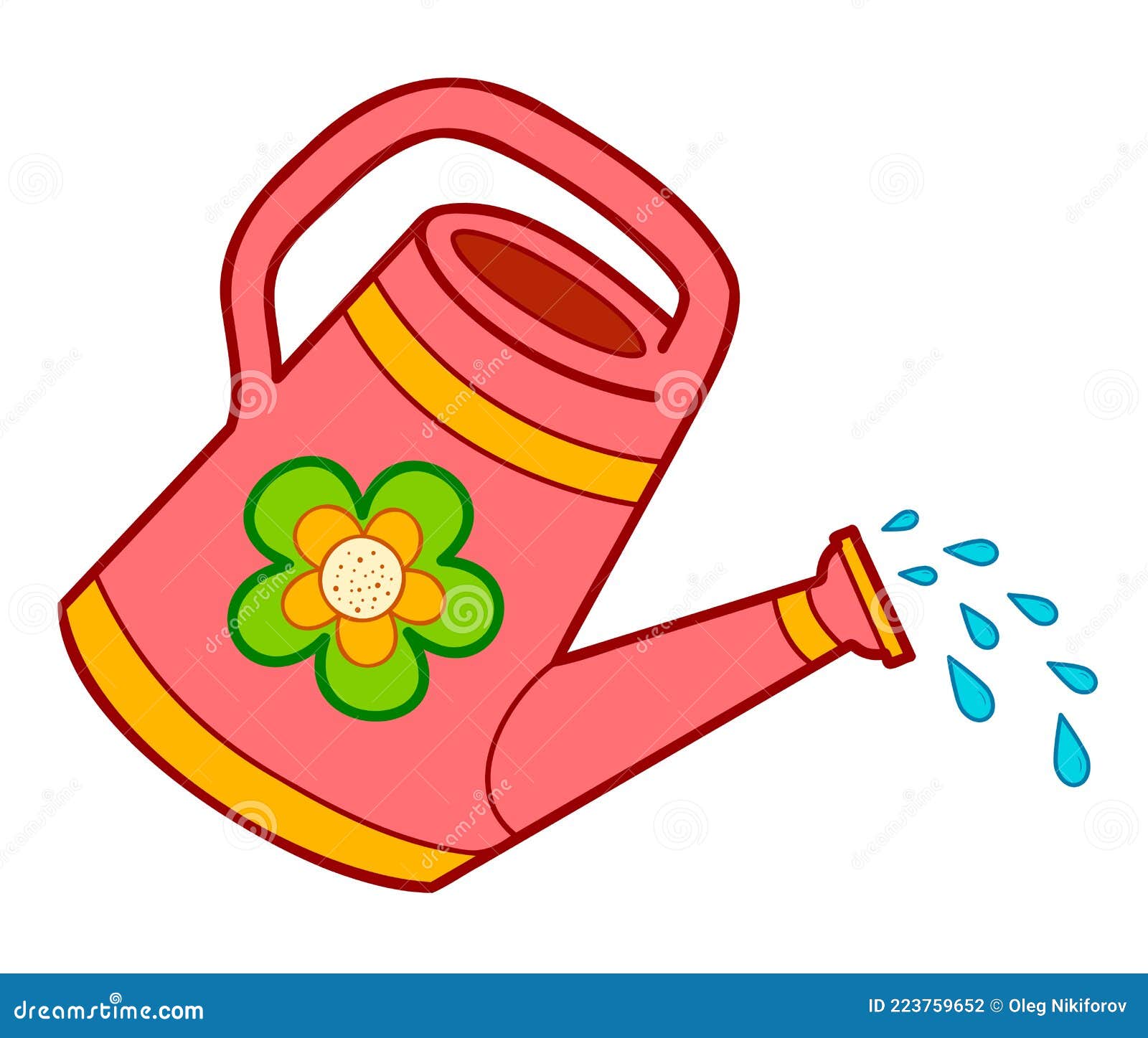 可爱的浇水罐和花朵卡通. 浇水和花夹艺术矢量图插图 向量例证. 插画 包括有 查出, 孩子, 浇灌, 逗人喜爱 - 223759663