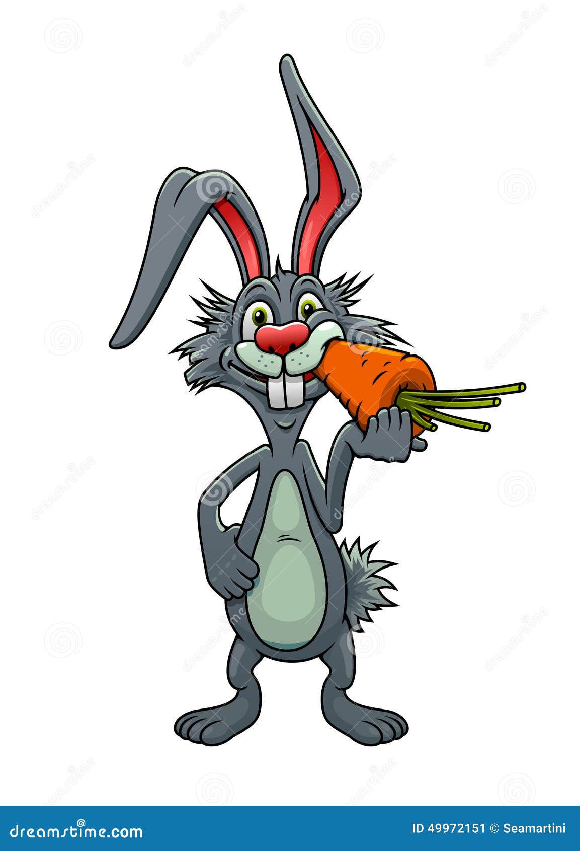 拿着胡萝卜的粉色卡通小兔子插画图片素材_ID:419191800-Veer图库