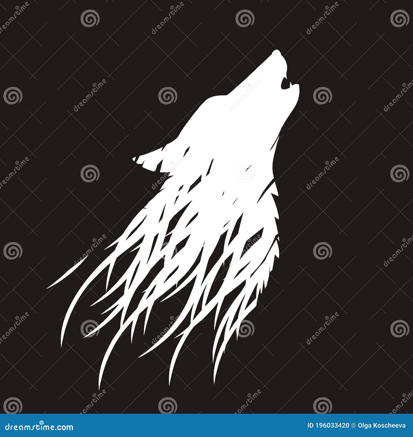 狼咆哮 突显白色背景中的狼头粗糙、生动的肖像 向量例证. 插画 包括有 象征, 狼疮, 题头, 灰色, 分级显示 - 199667065