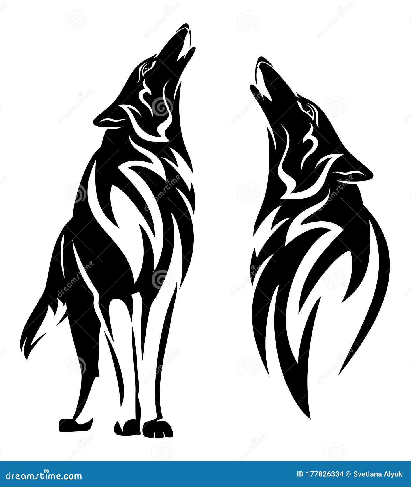 自然野兽动物雪白色的狼手绘插画图片-千库网