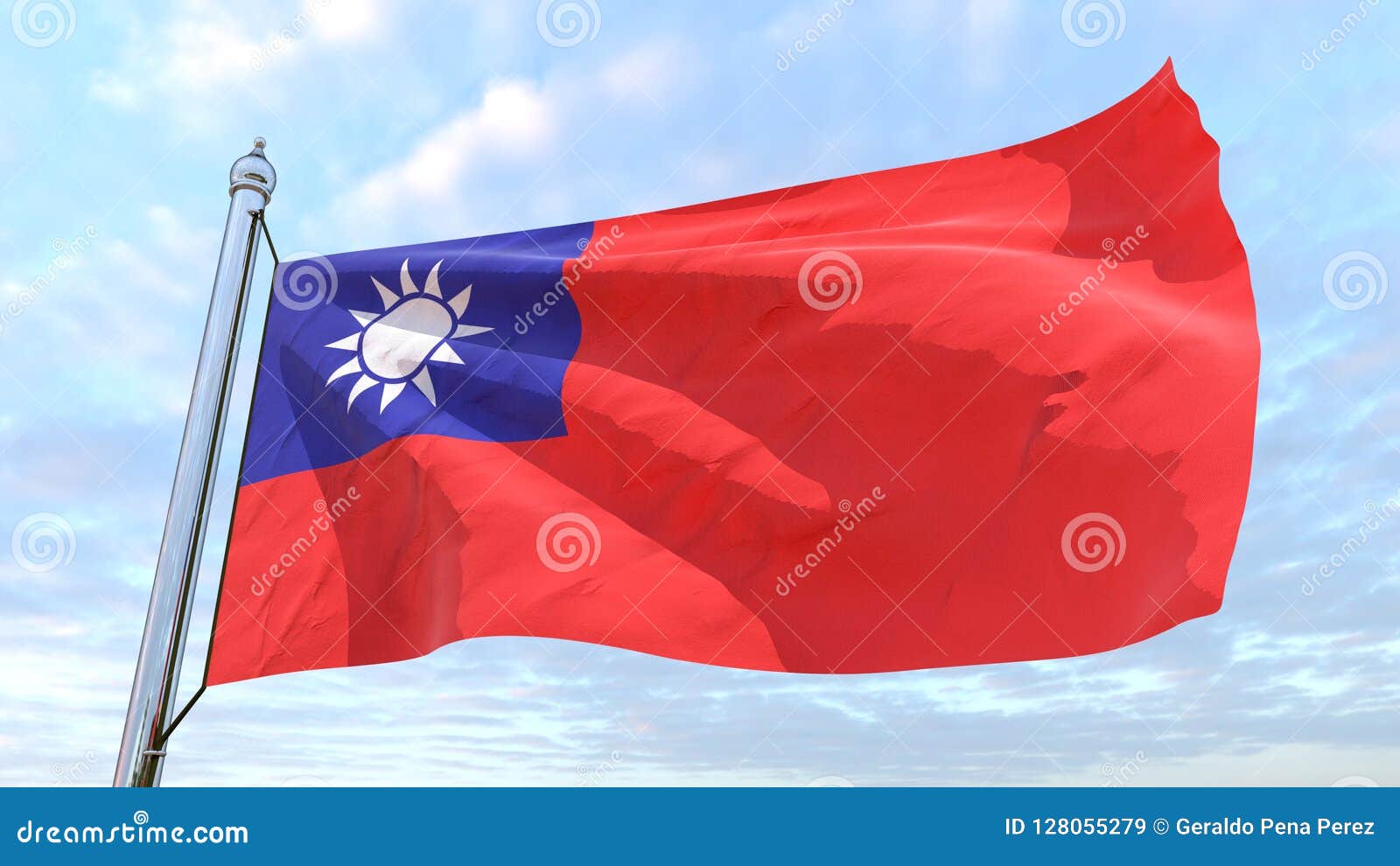 旗帜3d的美好日子，插图许多台湾省的旗子排成一排，在白色上被隔开，文字空间空空 库存例证 - 插画 包括有 当事人, 挥动: 194675294