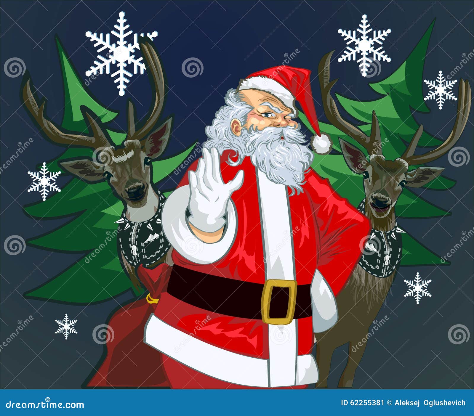 卡通圣诞老人和驯鹿矢量素材免费下载 - 觅知网