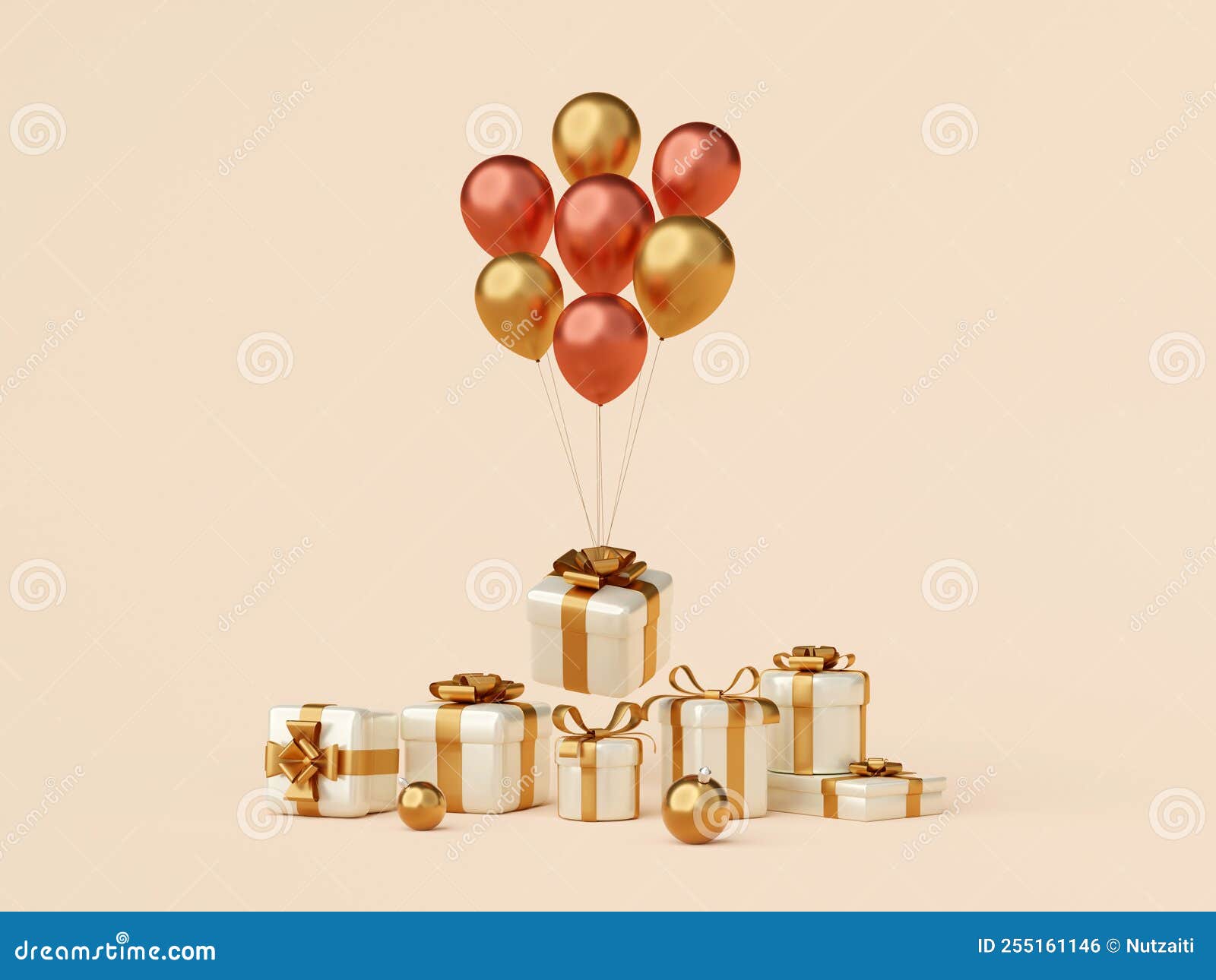 节日庆祝装饰气球礼物盒图片素材免费下载 - 觅知网