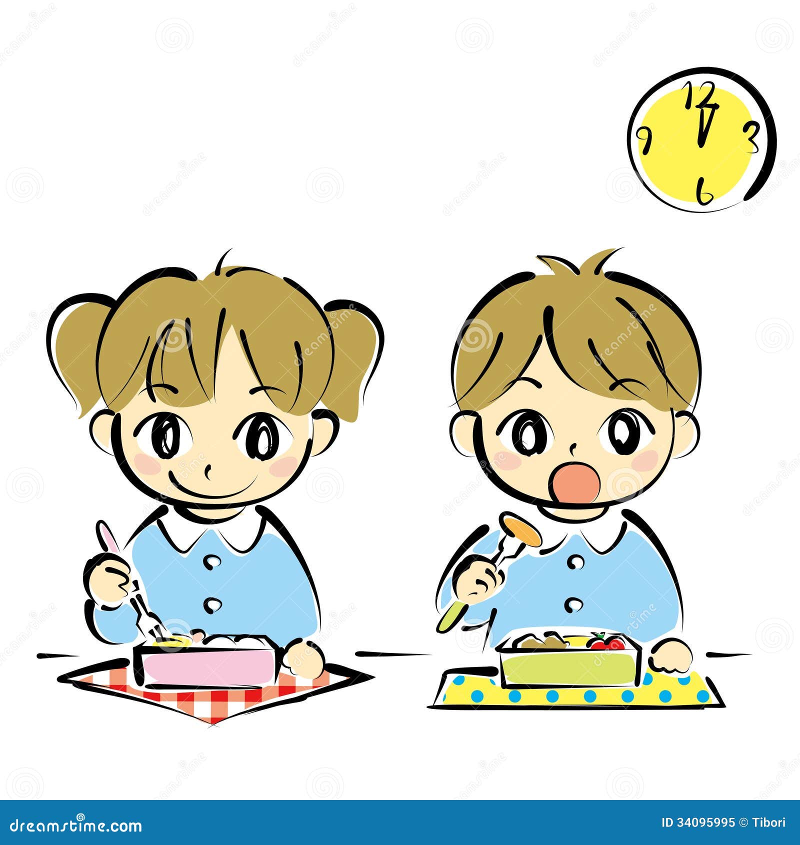 中午家中做饭的女孩插画图片-千库网