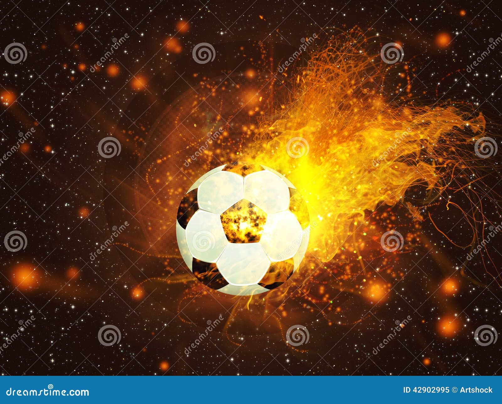 Flying Soccer Ball With Flame Stock Illustration - Download Image Now ...