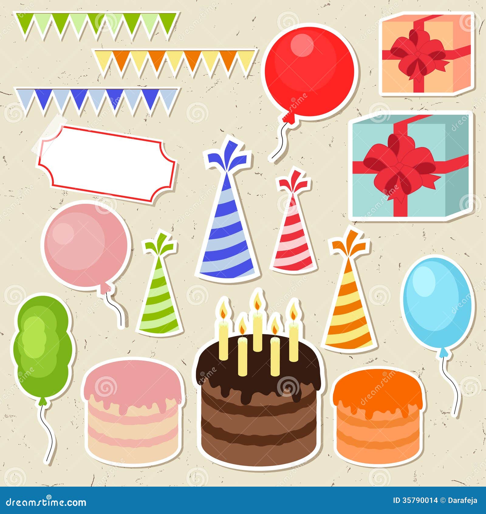 套传染媒介生日聚会元素. 套传染媒介scrapbooking和您的设计的生日聚会元素