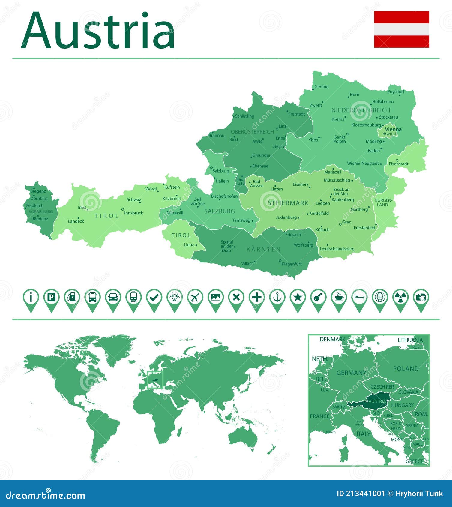 奥地利行政区域图 - 奥地利地图 - 地理教师网