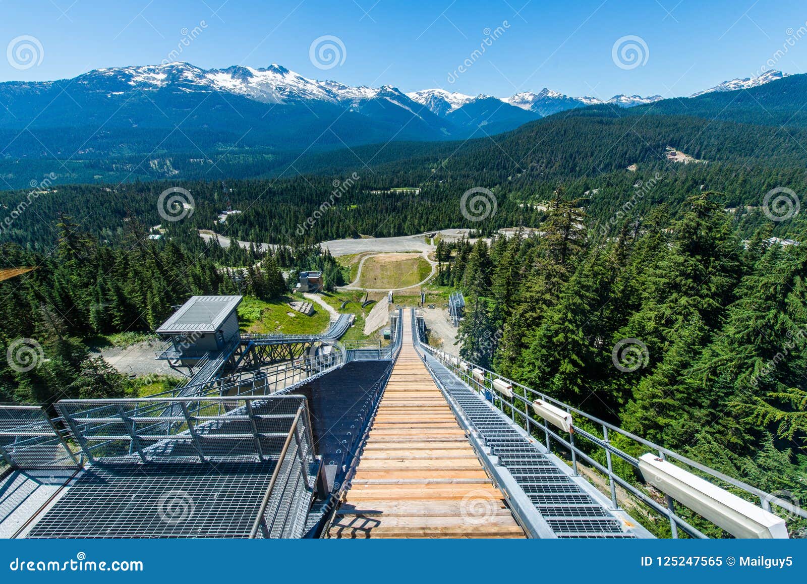 奥林匹克跳高滑雪风景-温哥华，加拿大. 从奥林匹克跳高滑雪上面的看法  2010年奥运会的地点
