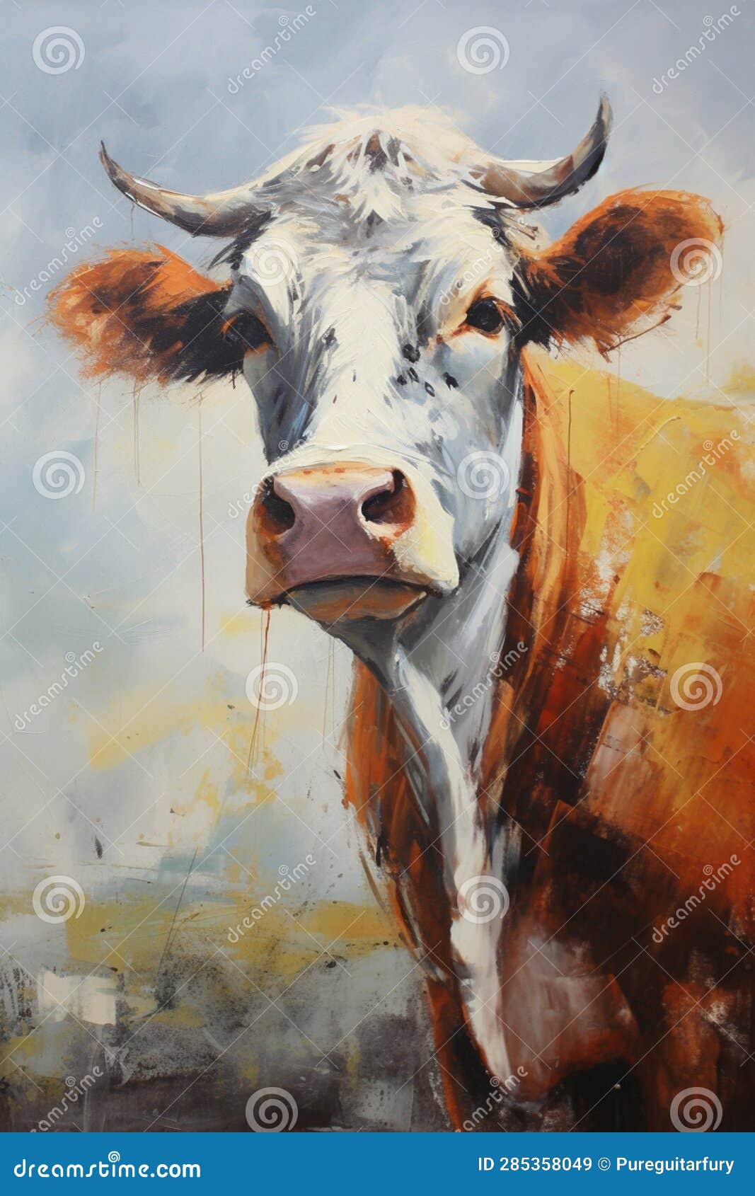 奶牛油画库存例证. 插画包括有图画, 印地安人, 石油, 艺术, 草图, 样式