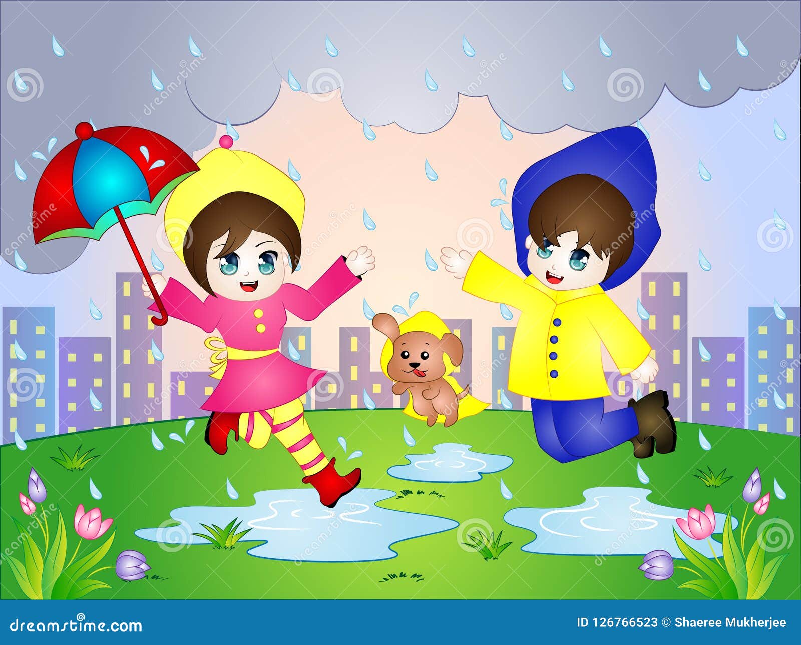 卡通下雨素材-卡通下雨模板-卡通下雨图片免费下载-设图网