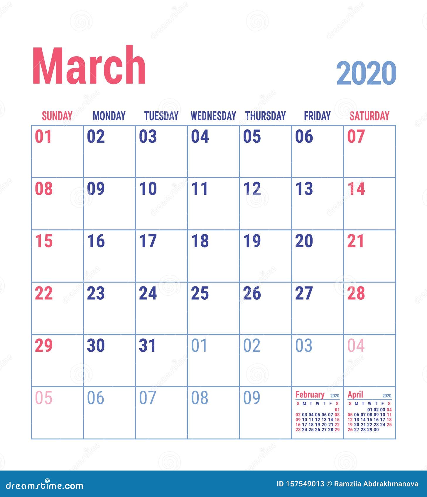 2020年英文日历摘要向量设计模板素材_ID:338119374-Veer图库