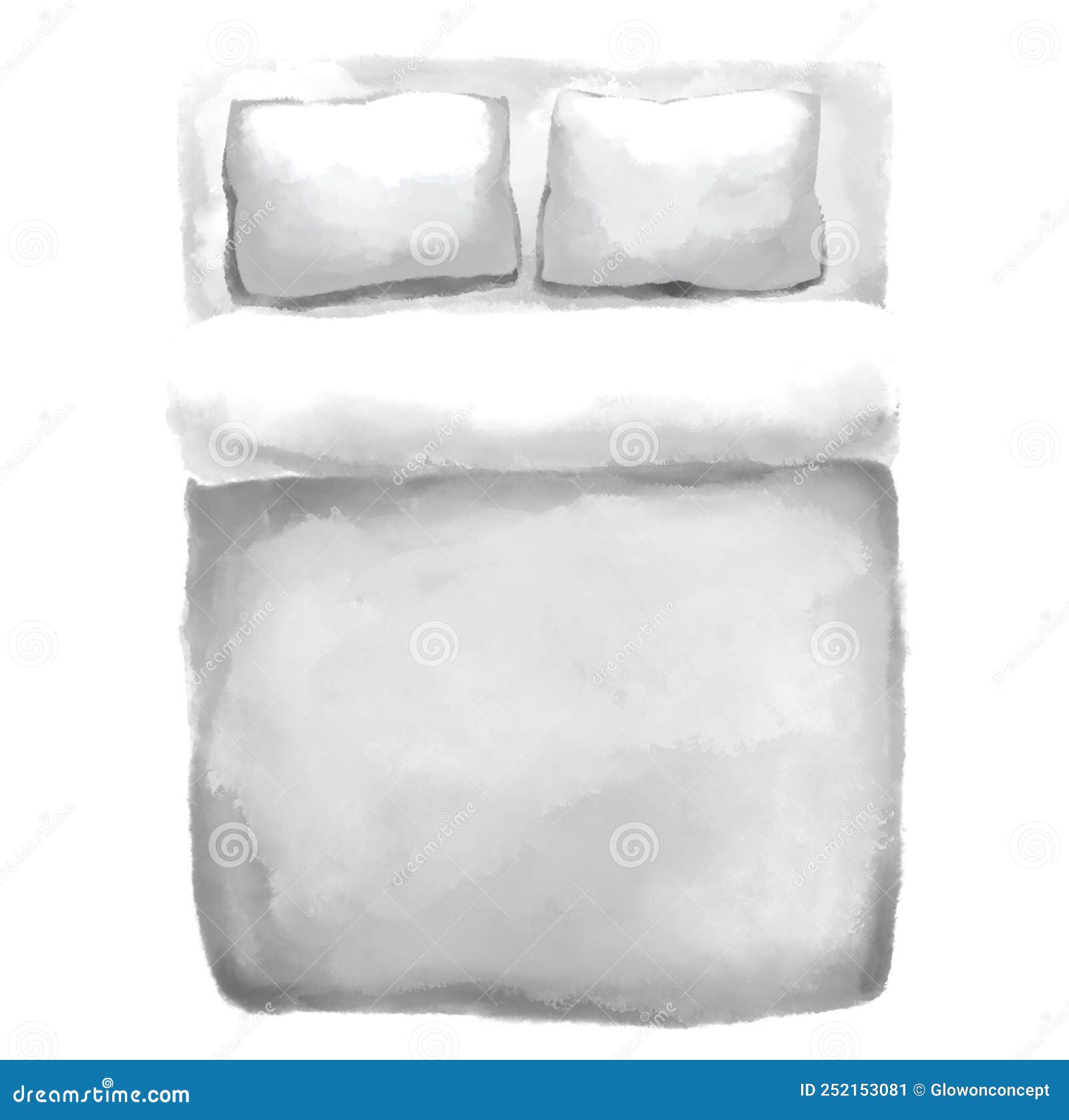 白色背景上缝制织物床头板和棕色亚麻布的双灰色床 顶视图 三维渲染 库存例证 - 插画 包括有 家具, 对比: 169024273