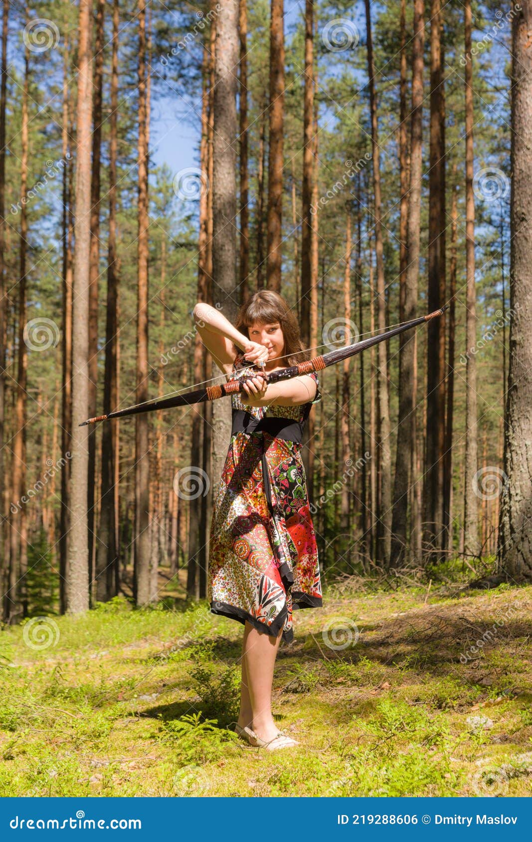 Beautiful woman aiming with bow and arrow ⬇ Stock Photo, Image by ...