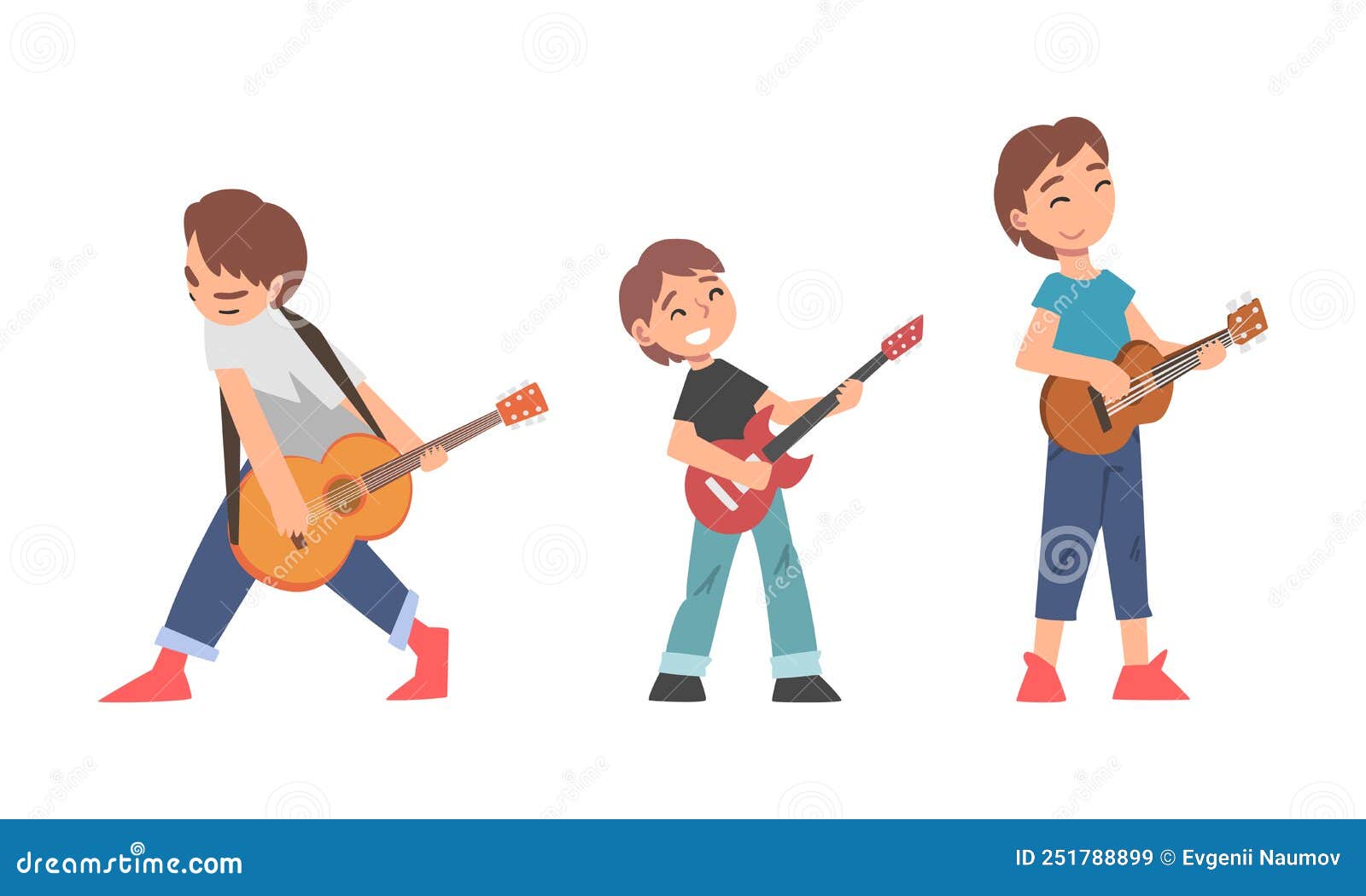 男孩弹吉他 一个快乐的男孩弹吉他的矢量插图。 库存矢量图（免版税）311450129 | Shutterstock