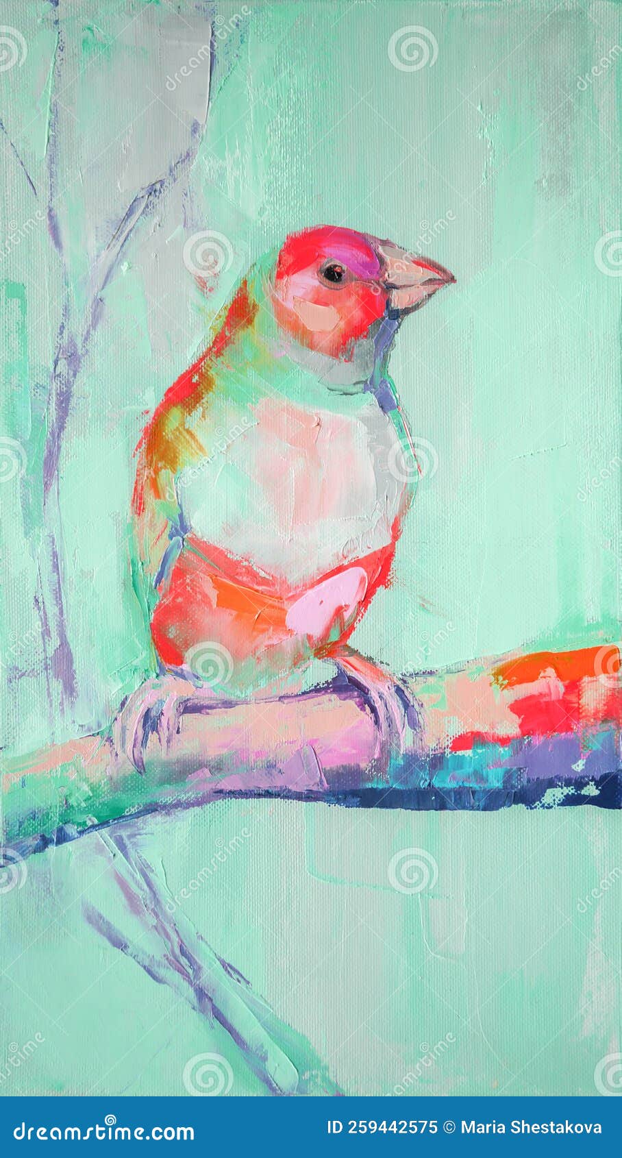 彩色油画鸟画-鸟的概念抽象画-