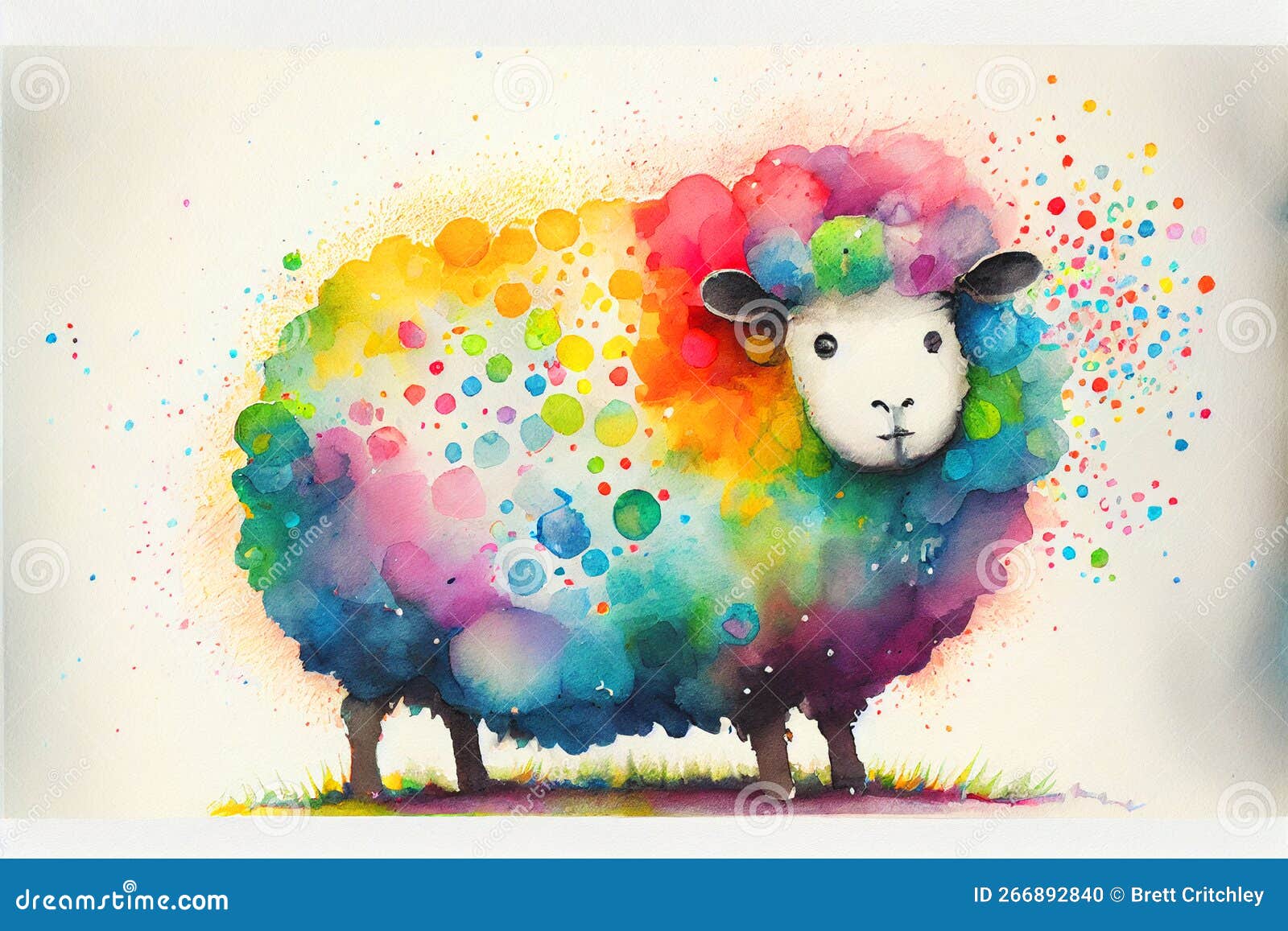彩虹彩色绵羊库存例证. 插画包括有逗人喜爱, 检查, 可怕的, 创建, 艺术