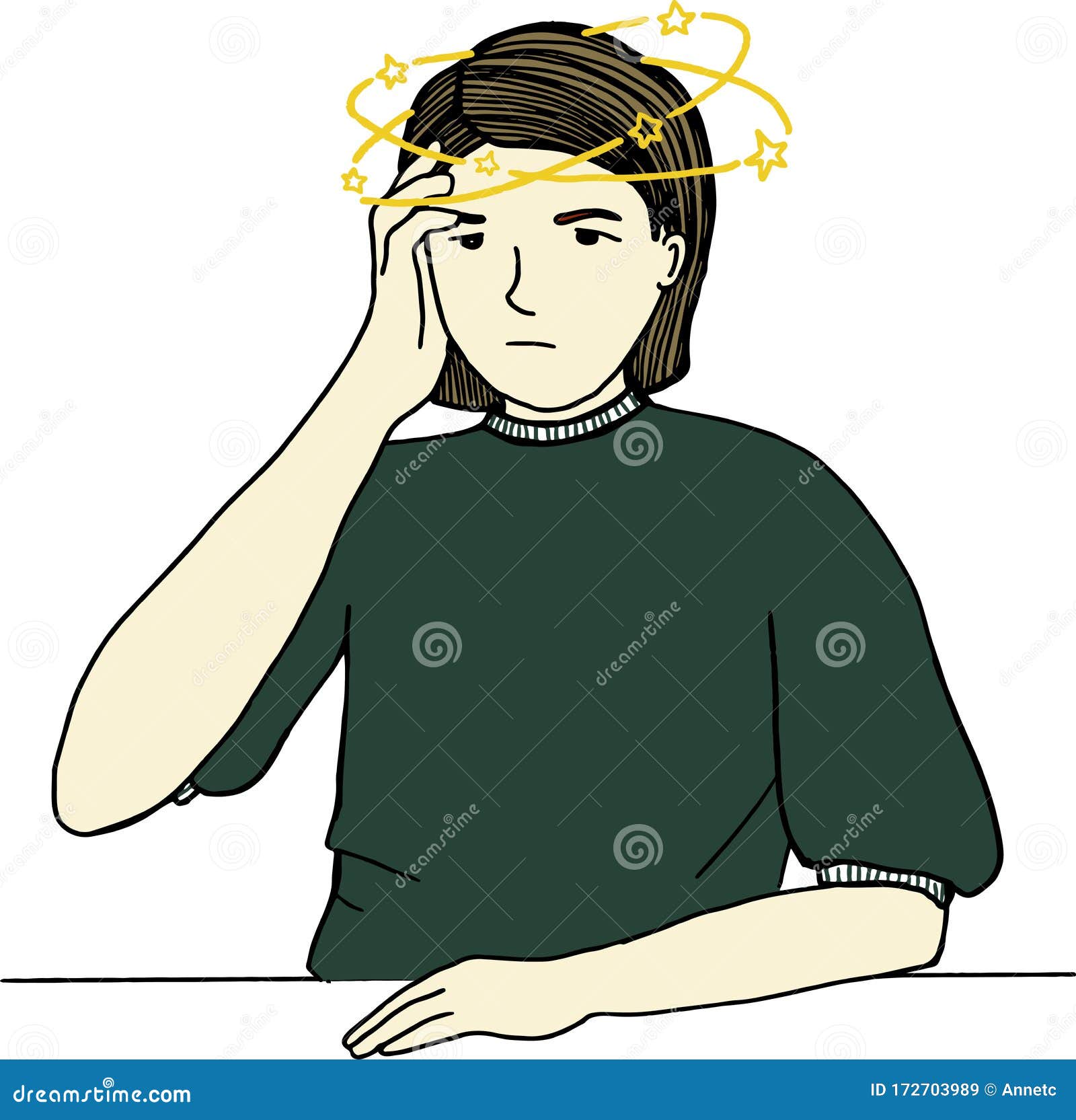 头痛的年轻女性 以细线样式绘制的手 向量例证. 插画 包括有 女性, 例证, 女孩, 题头, 感觉, 偏头痛 - 188160438