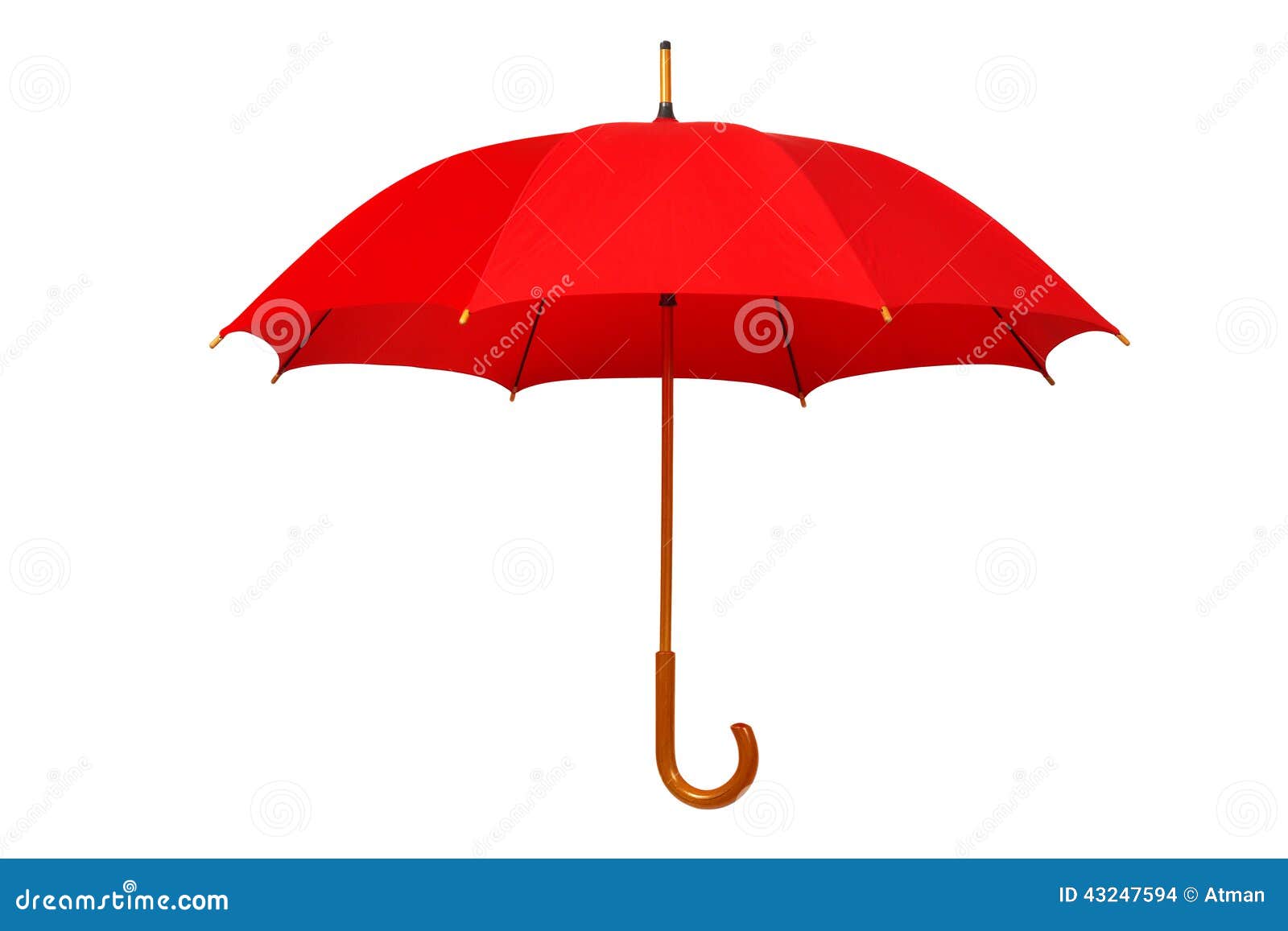 红色雨伞到放在地面上与青色的地面和背景形成鲜明的对比