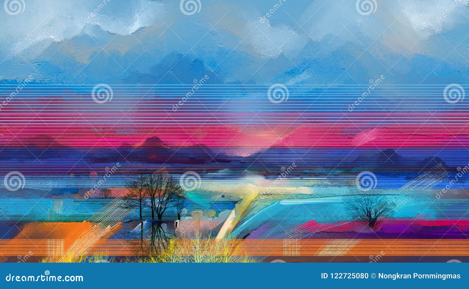 抽象風景画 油彩 抽象油画风景库存例证. 插画包括有油漆, 草甸, 表达式, 例证, 当代