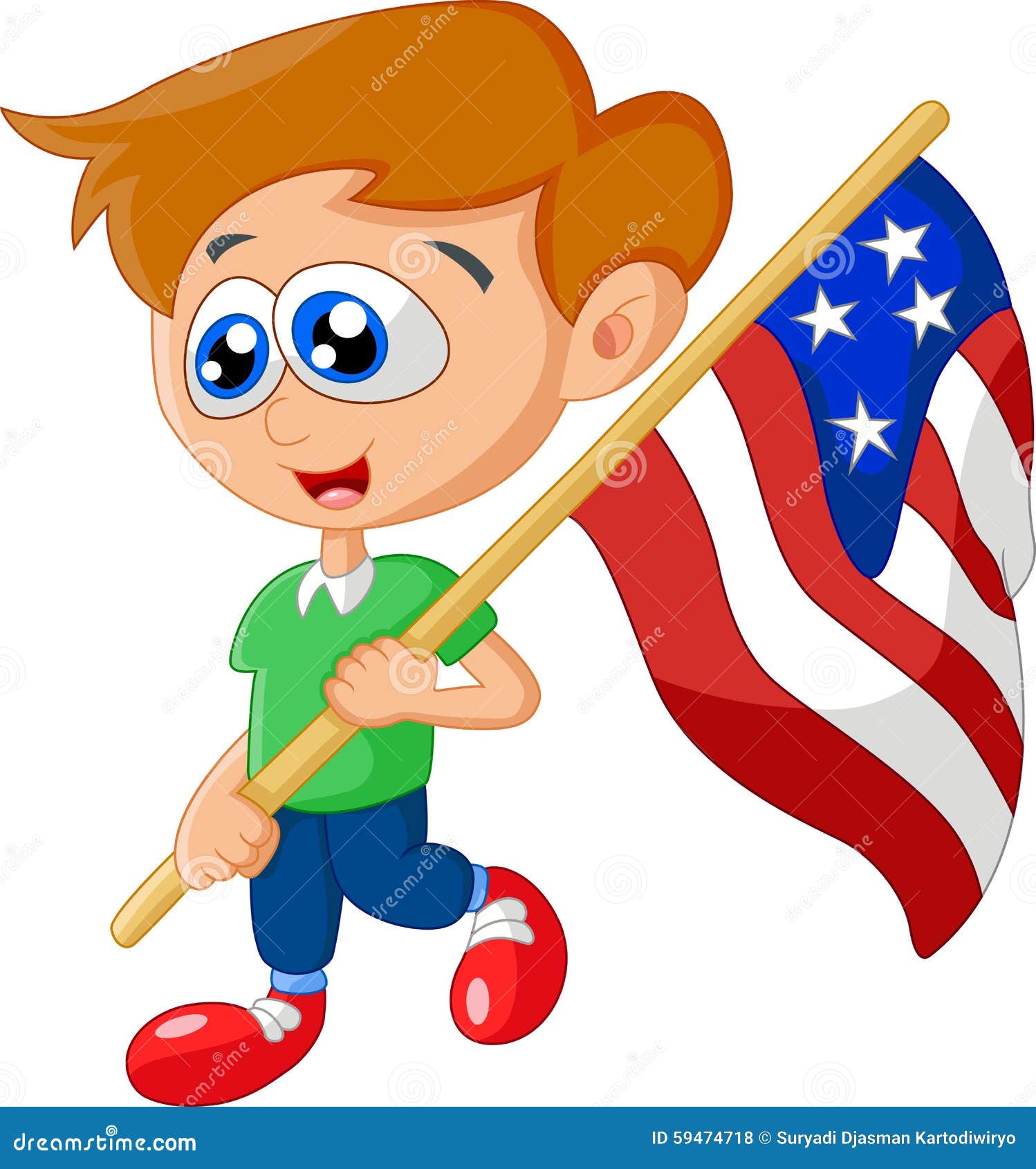 拿着乔治亚旗的孩子插画图片素材_ID:382476016-Veer图库