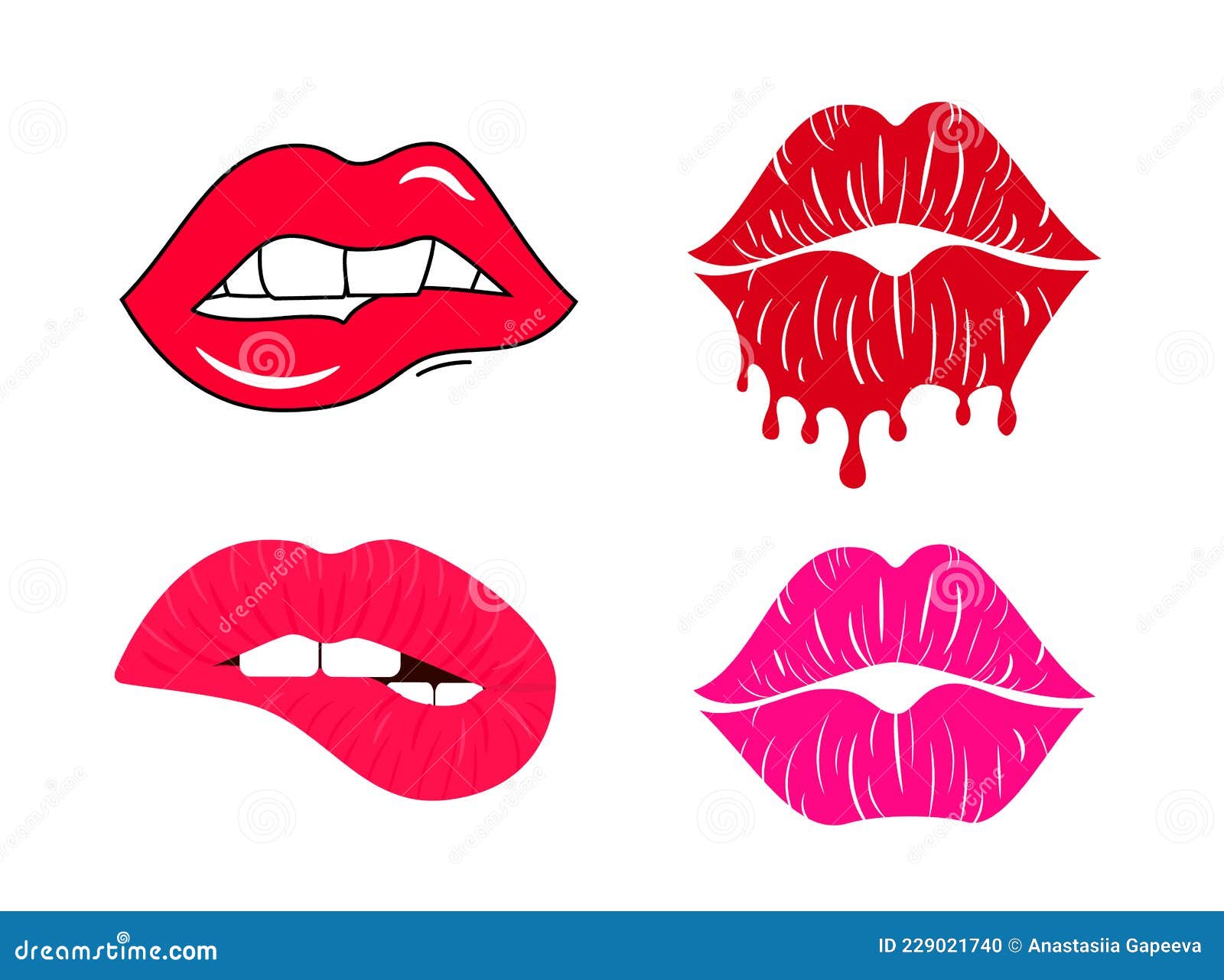 Red Lip Biting Vector Illustration | CartoonDealer.com #44493586