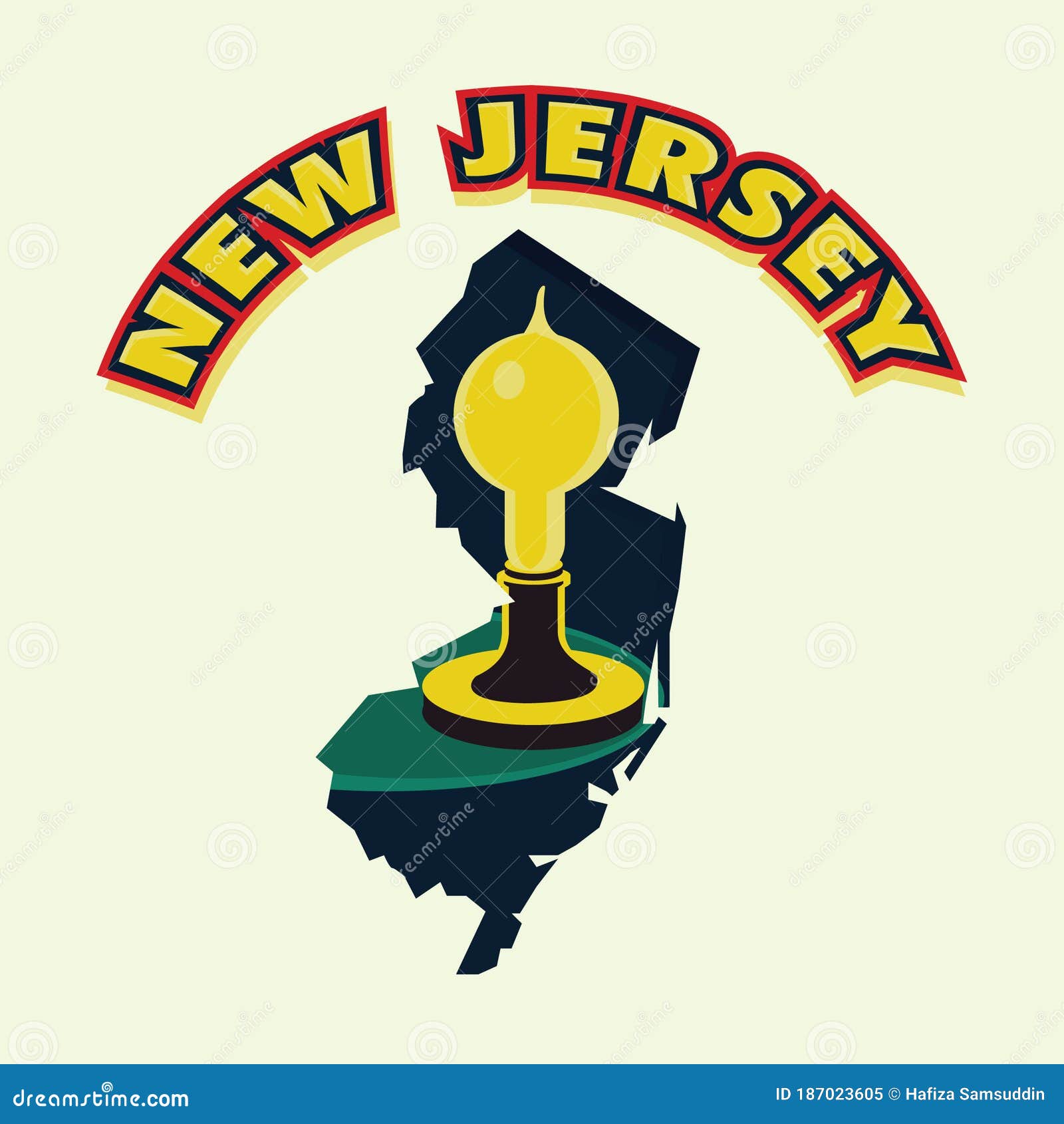 美国新泽西州地图以新泽西州国旗颜色突出显示 向量例证. 插画 包括有 剪影, 大使, 映射, 自豪感, 形状 - 169782338