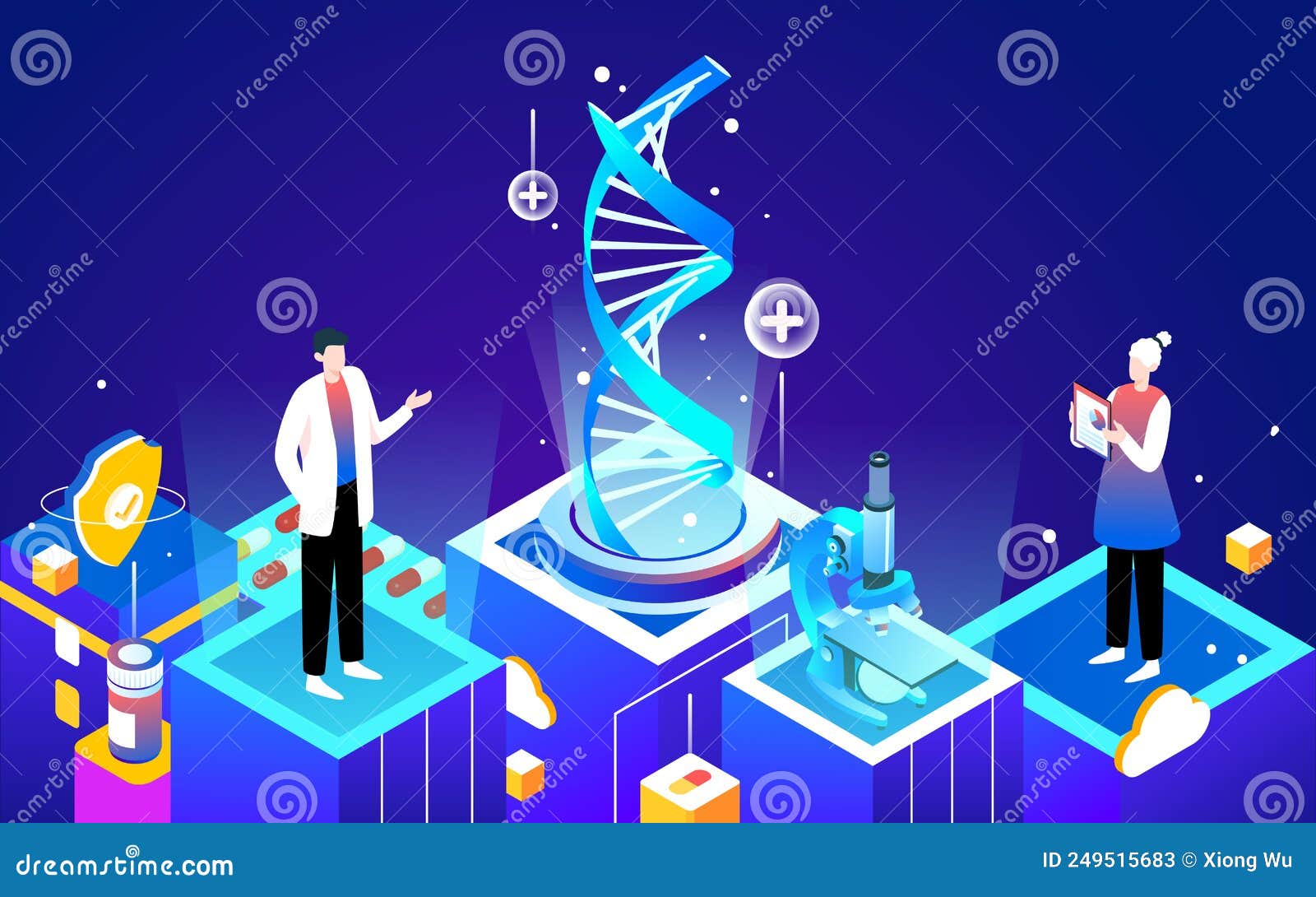 People are Developing New Drugs, Technology Medical Treatment, Vector