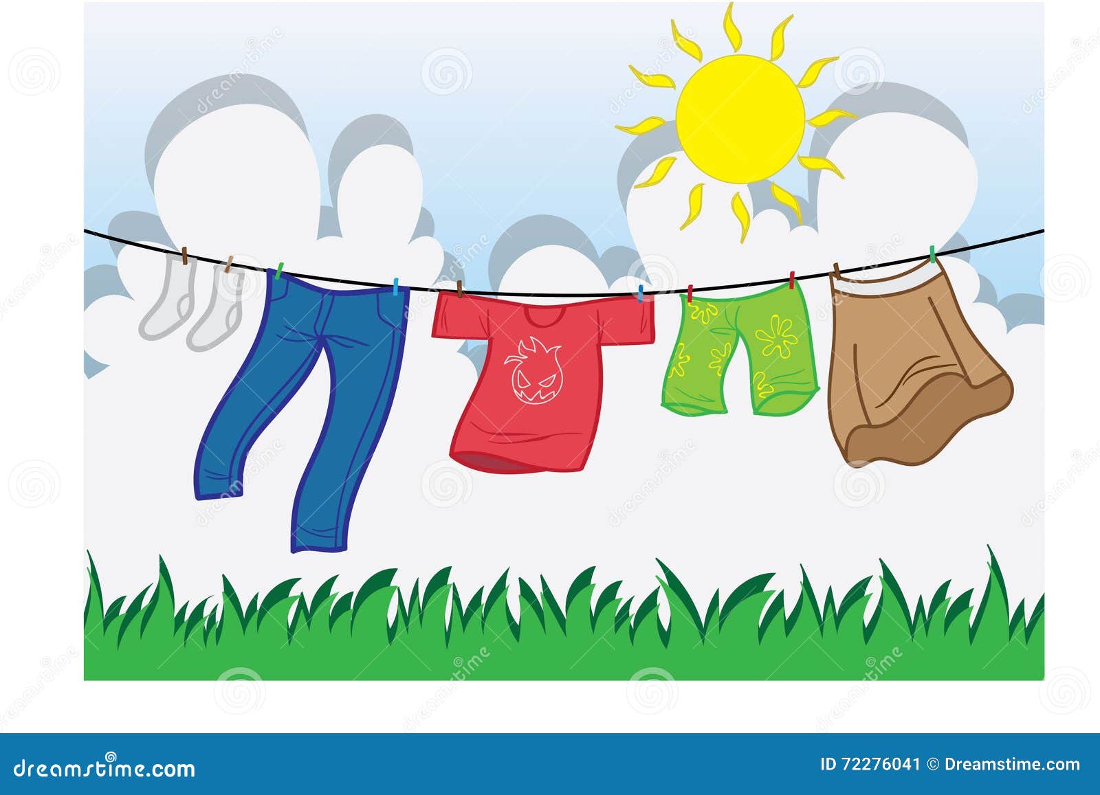 暂停的衣裳 向量例证. 插画 包括有 暂挂, 例证, 那个, 烘干, 袜子, 暂停, 裤子, 衬衣, 裙子 72276041
