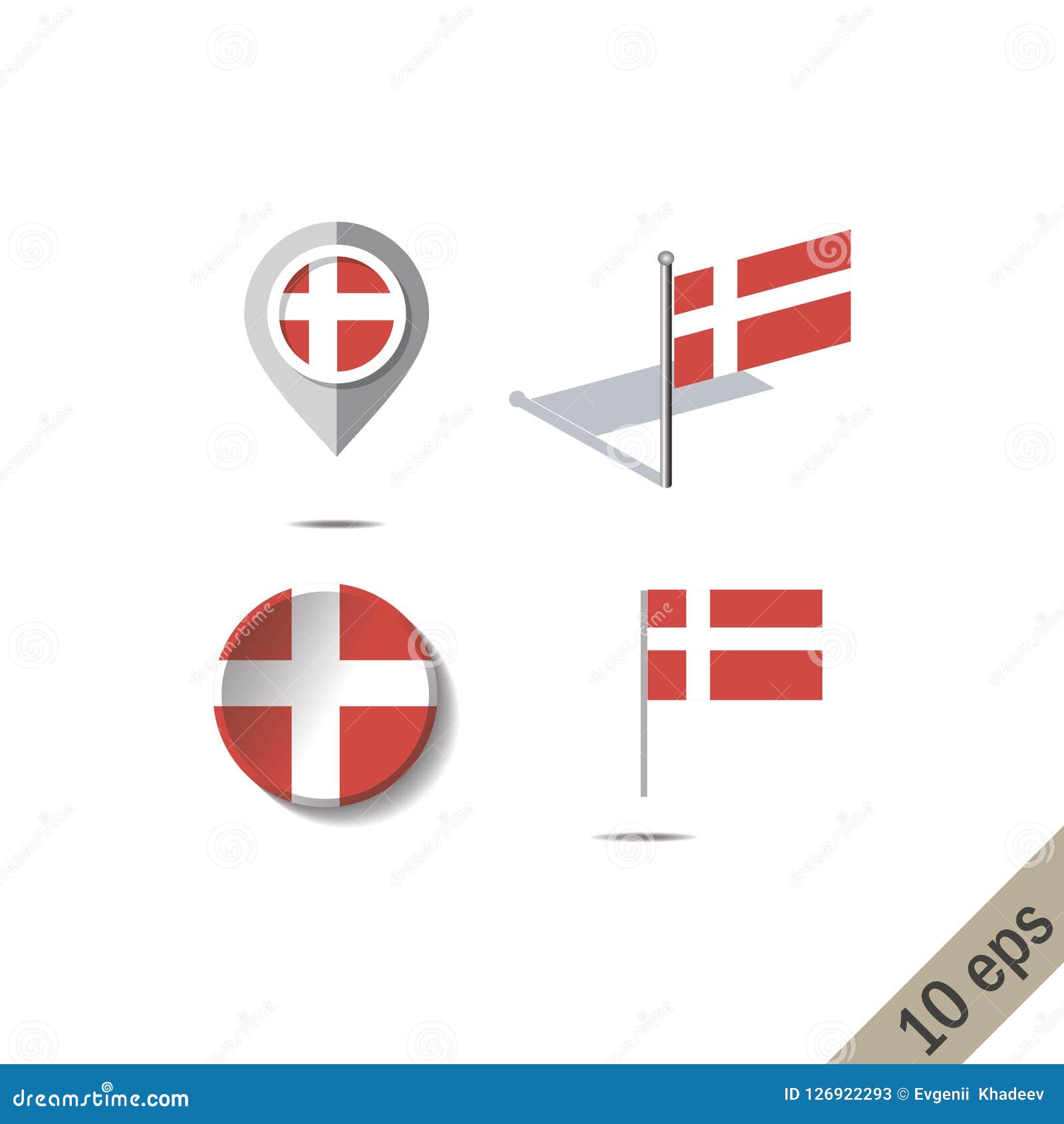 有丹麦的旗子的地图别针. 映射有丹麦的旗子的别针-导航例证