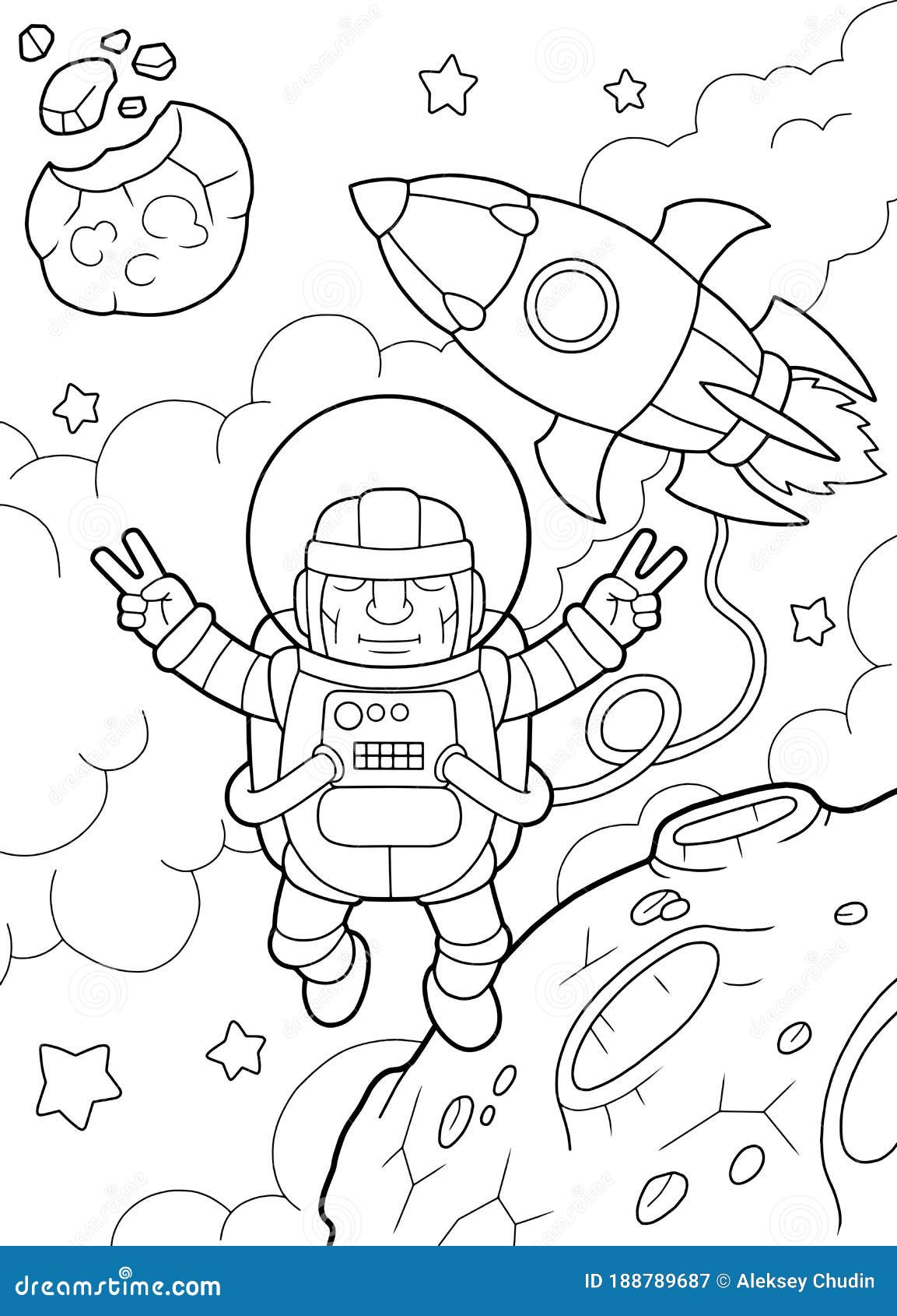 Feliz astronauta doodle | Vector Premium