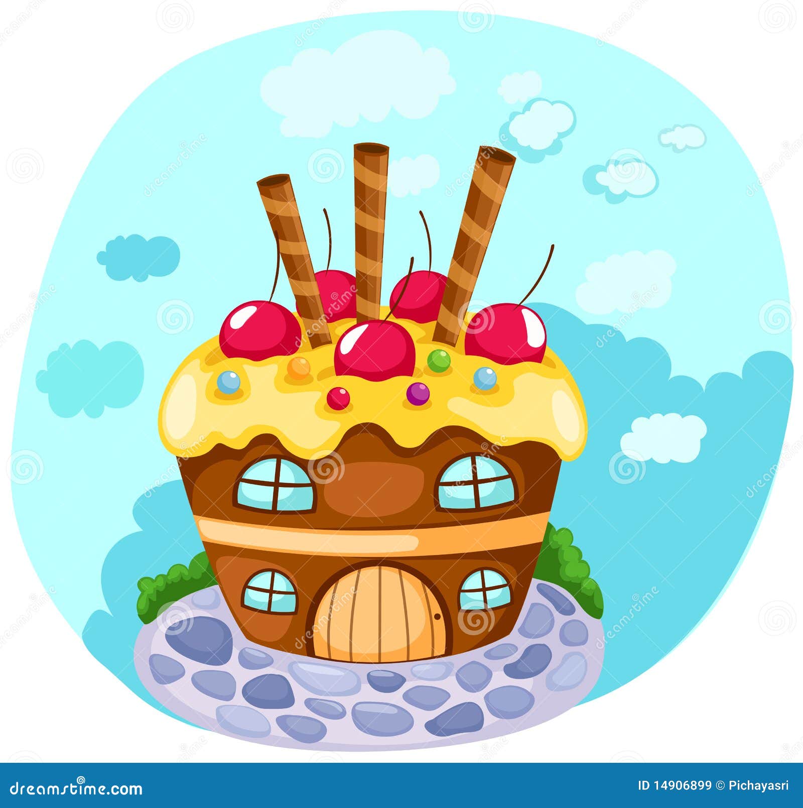 蛋糕房子插画图片素材_ID:166749244-Veer图库