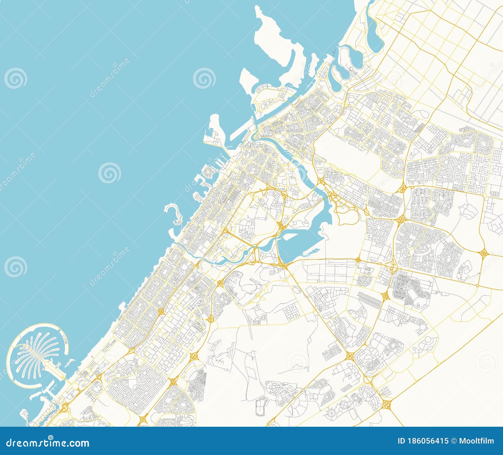 迪拜区的地图-地图的迪拜区域(阿拉伯联合酋长国)