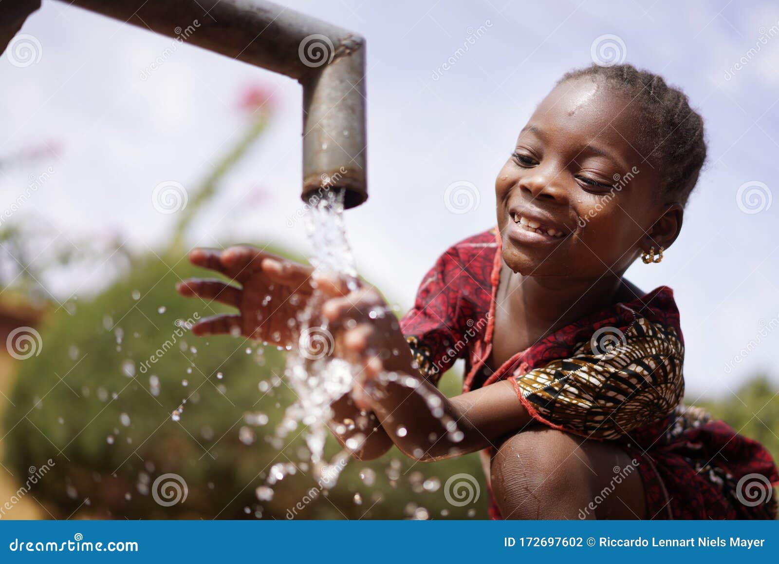 African Black Boy Drinking Fresh Clean Water Stock Image - Image of development, child: 84597781