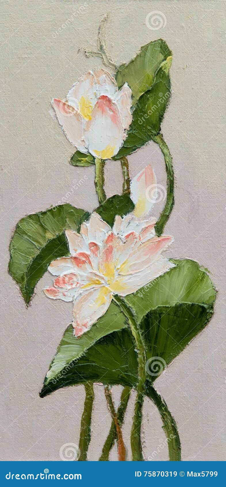 油画-莲花，抽象图画库存例证. 插画包括有花瓣, 纸张, 紫色, 季节