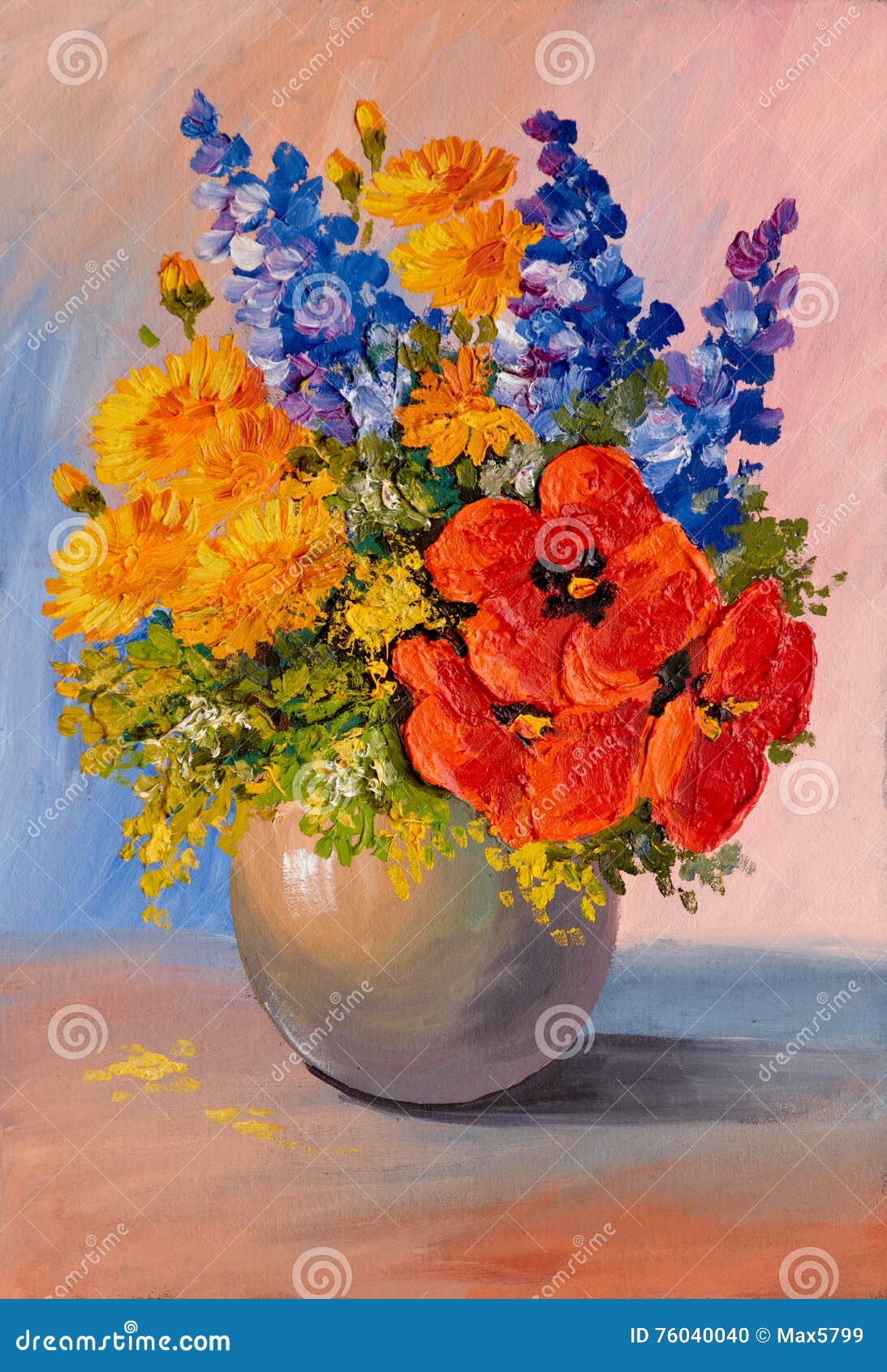 油画- 静物，一束鲜花库存例证. 插画包括有雏菊, beauvoir, 庭院, 花束