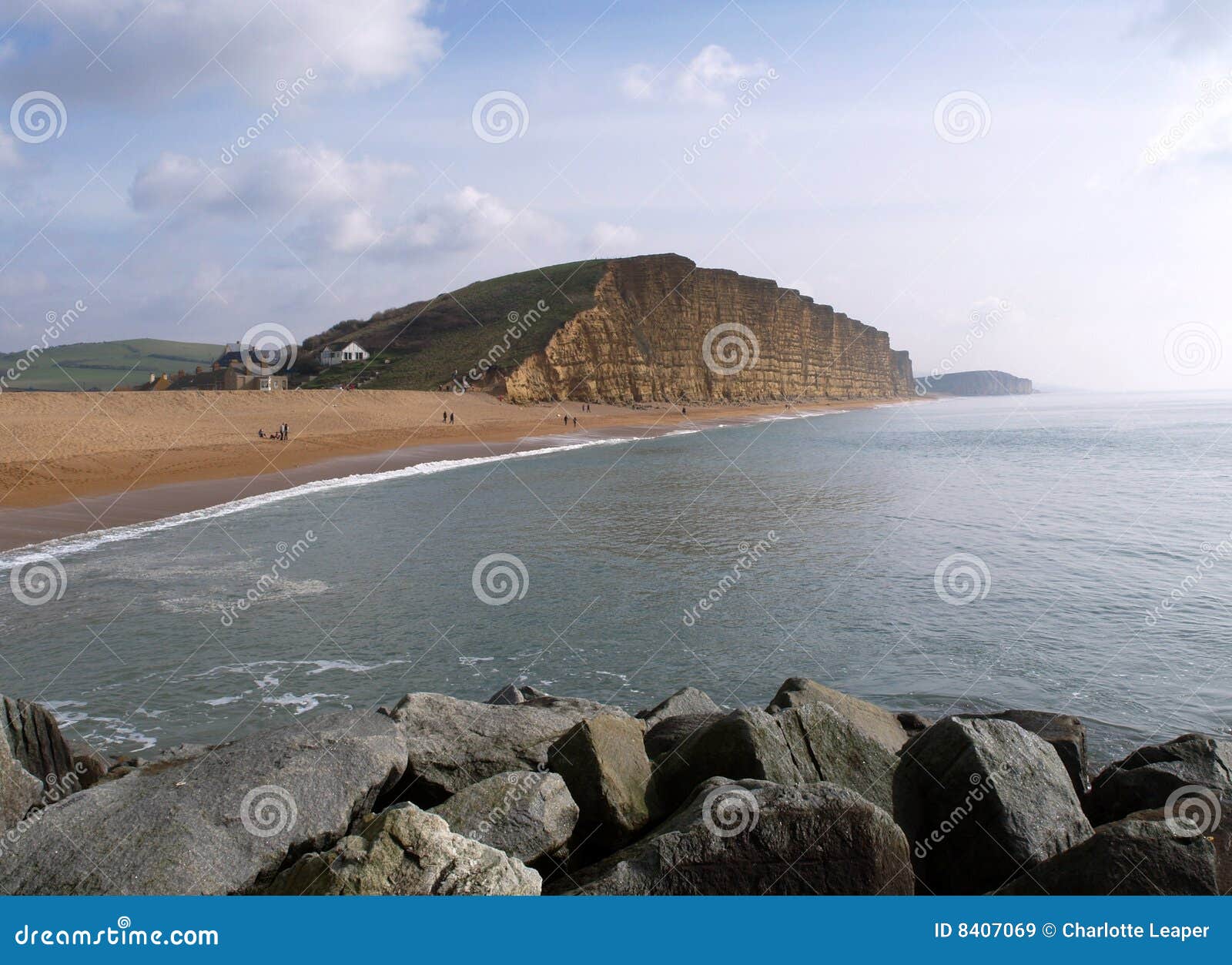 海湾海滩西方的多西特. 西方海湾海滩海岸线多西特英国遗产光有薄雾的早晨的零件世界