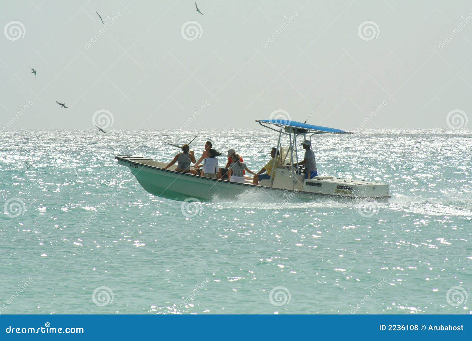 Out on the sea. Aruba小船加勒比人海运