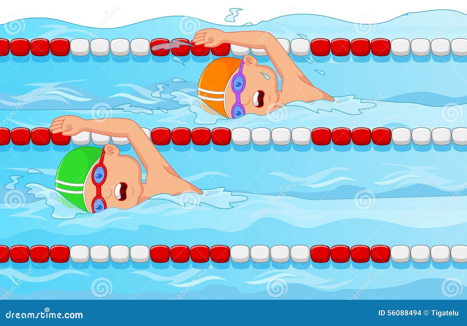 游泳池的动画片年轻游泳者 向量例证. 插画 包括有 字符, 游泳, 滑稽, 风镜, 孩子, 竞争, 动画片 56088494